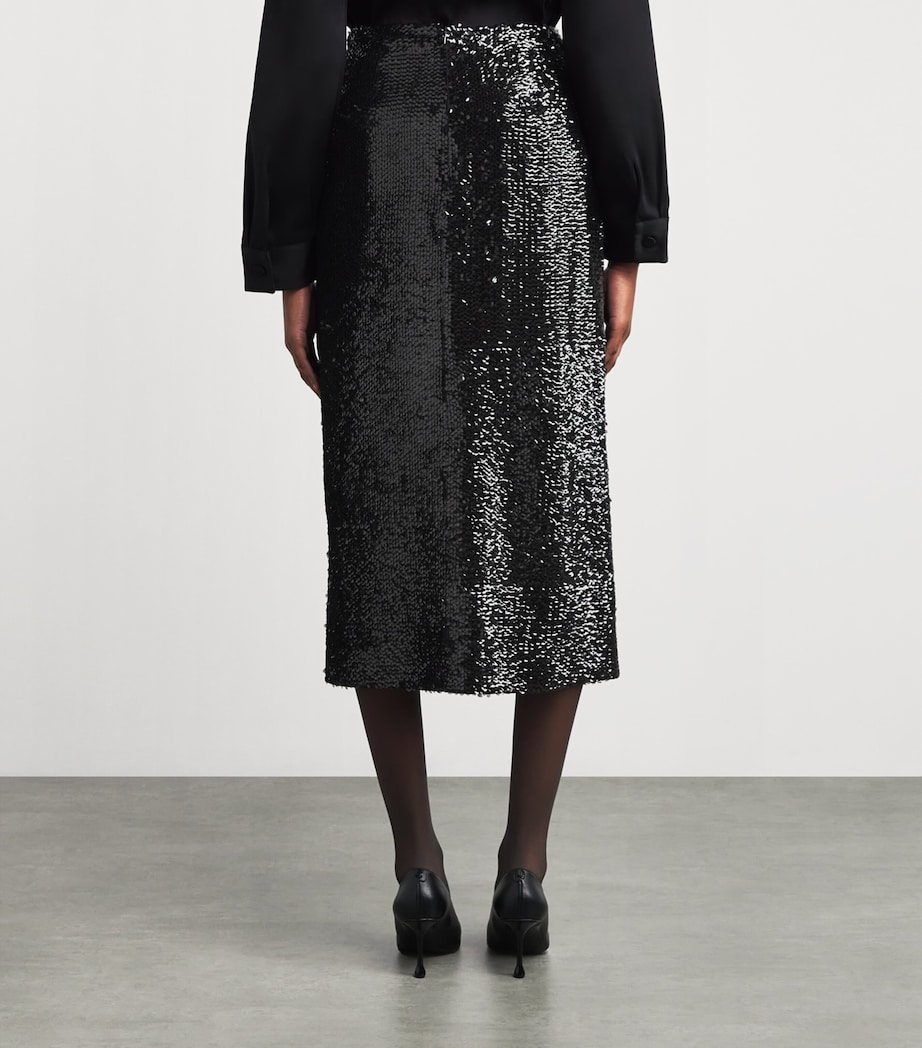 Sequinned Kanji Midi Skirt BLACK Image 4