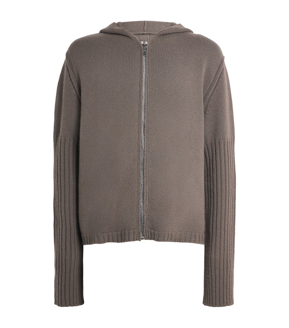 Rick Owens Mens Cashmere Zip-Up Hoodie Dust Image 1