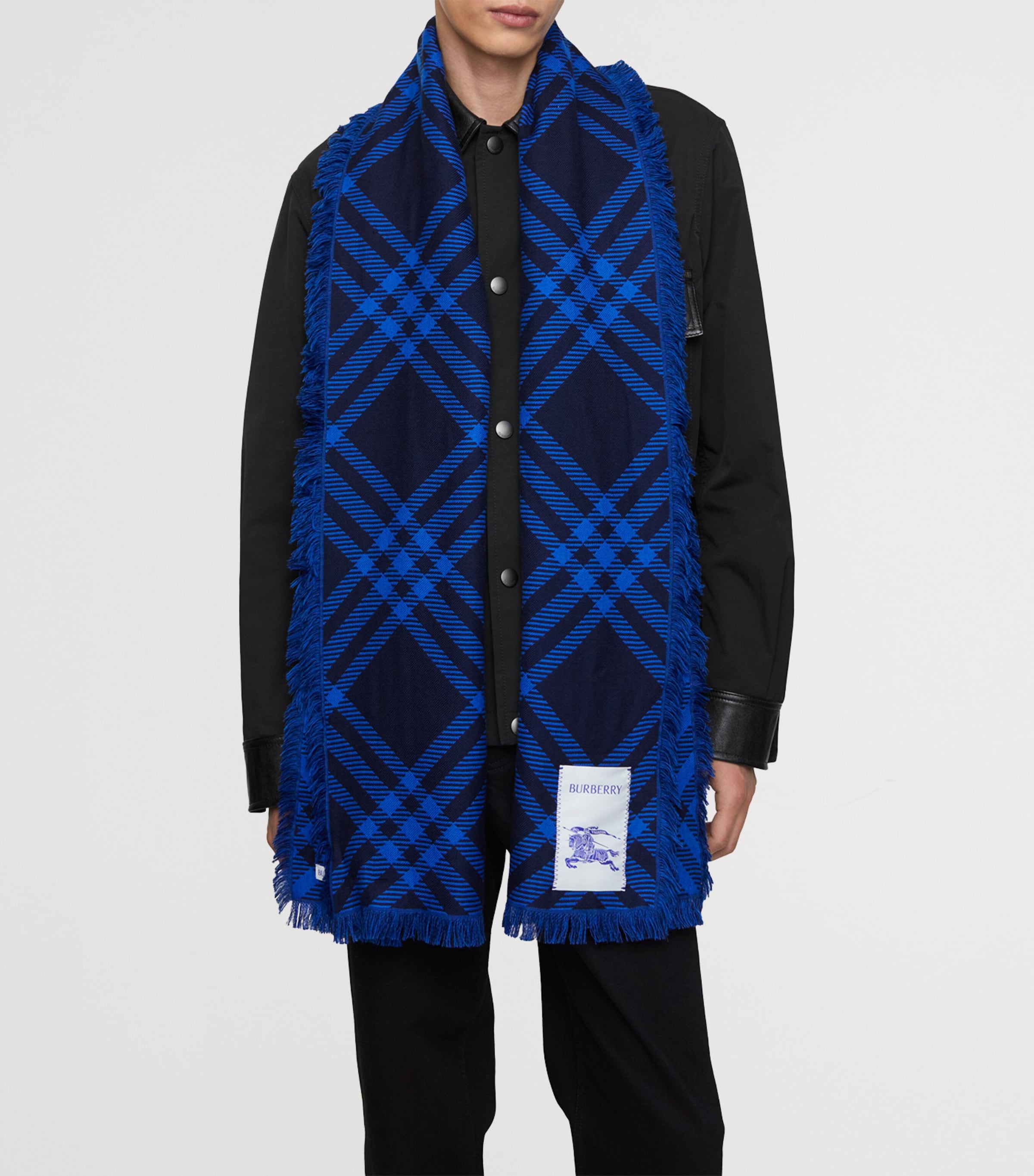 Burberry Wool-Silk Wide Check Scarf Ink Blue/blue Image 5