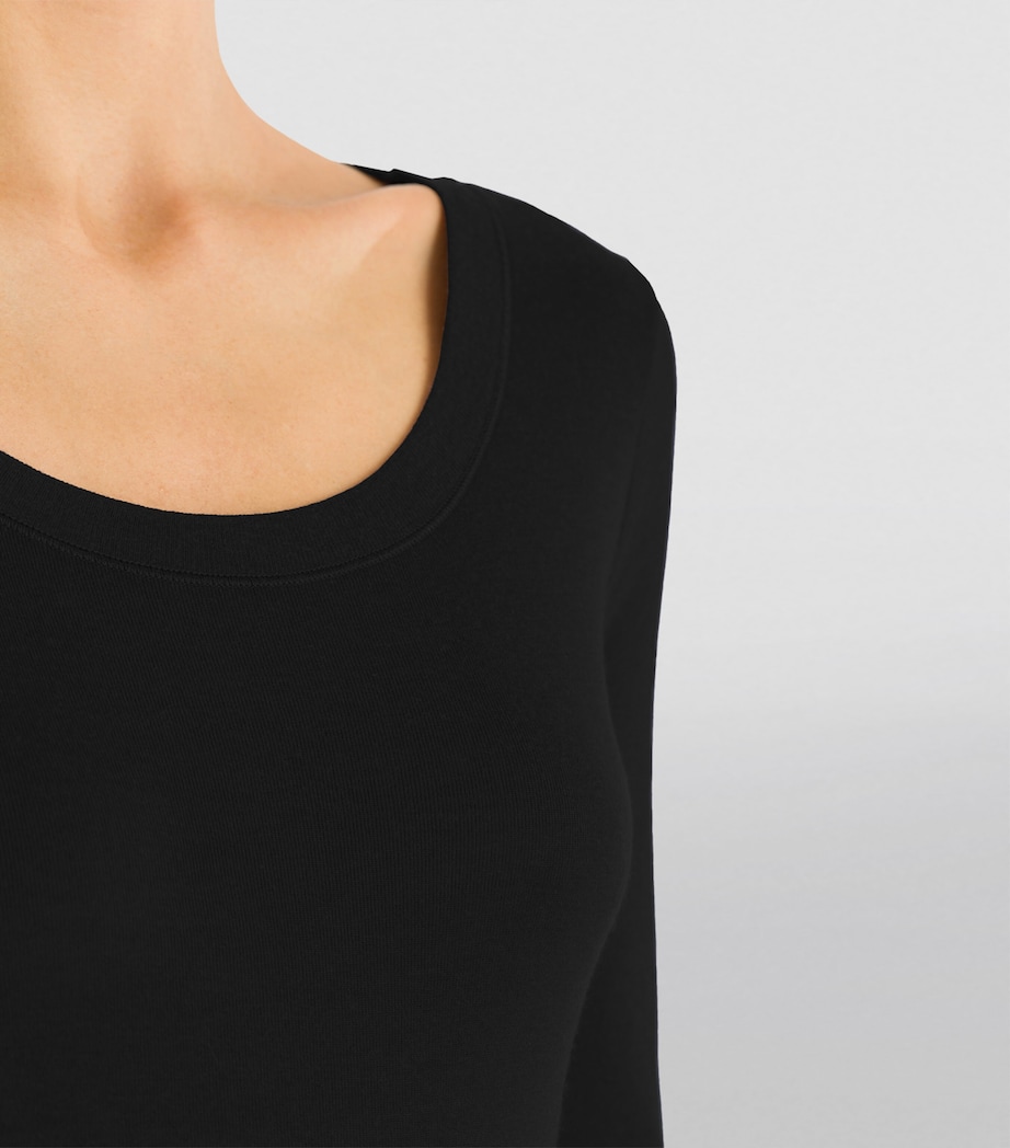 Silk-Cashmere Long-Sleeve Top BLACK Image 6