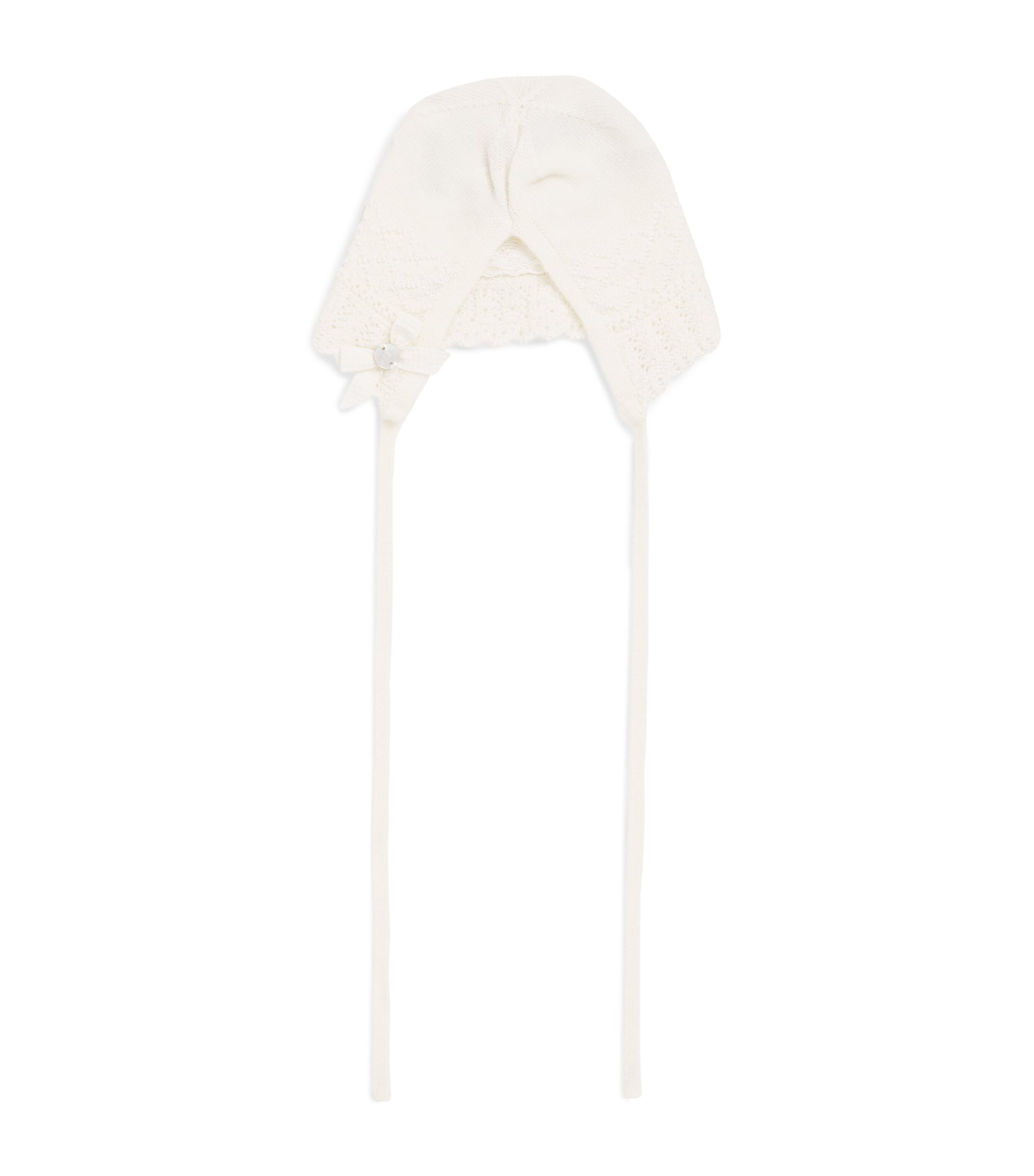 Paz Rodriguez Cotton Knit Bonnet (0-18 Months) Cream/cream Image 1