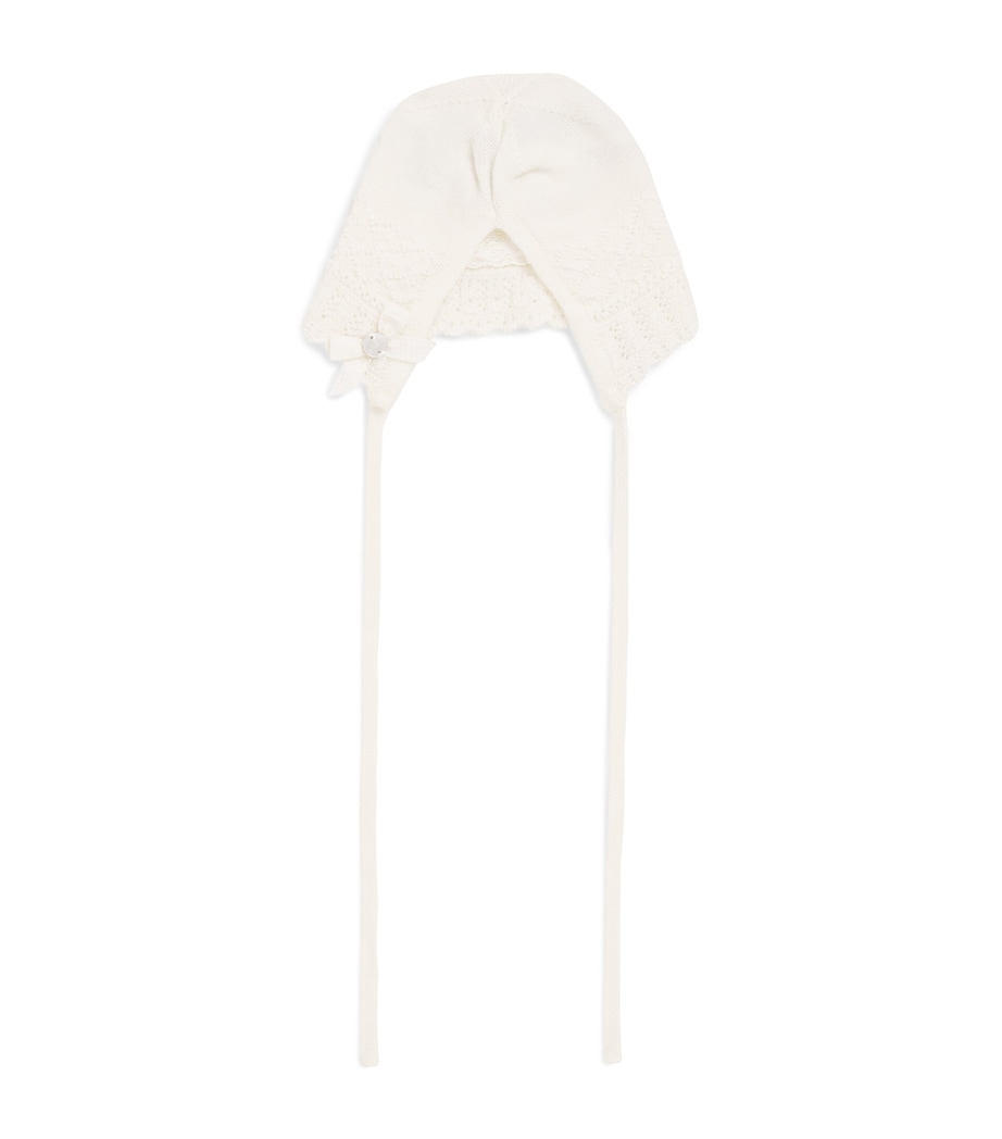 Paz Rodriguez Cotton Knit Bonnet (0-18 Months) Cream/cream Image 1