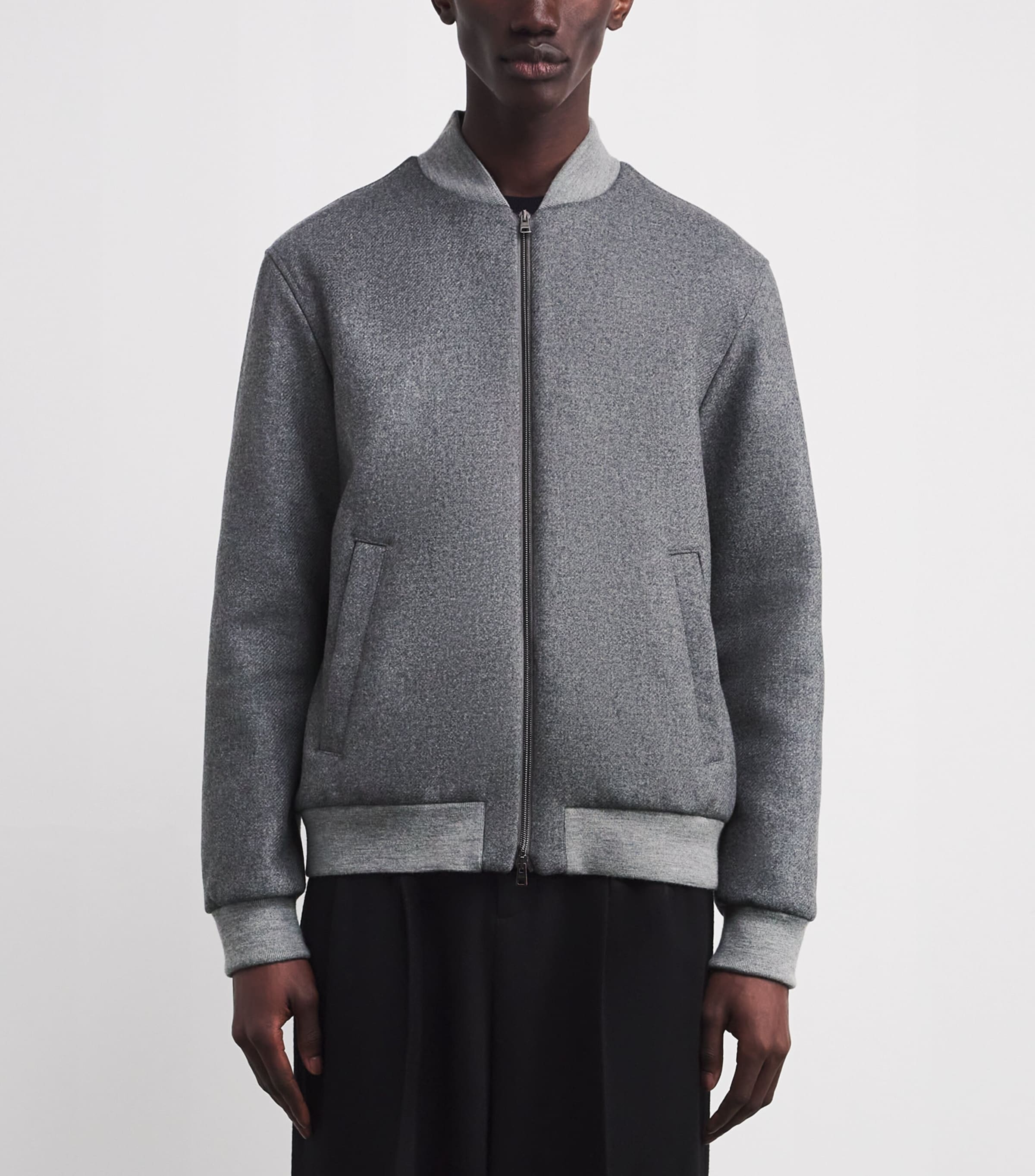 Wool-Blend Felt Bomber Jacket 9420 GREY Image 3