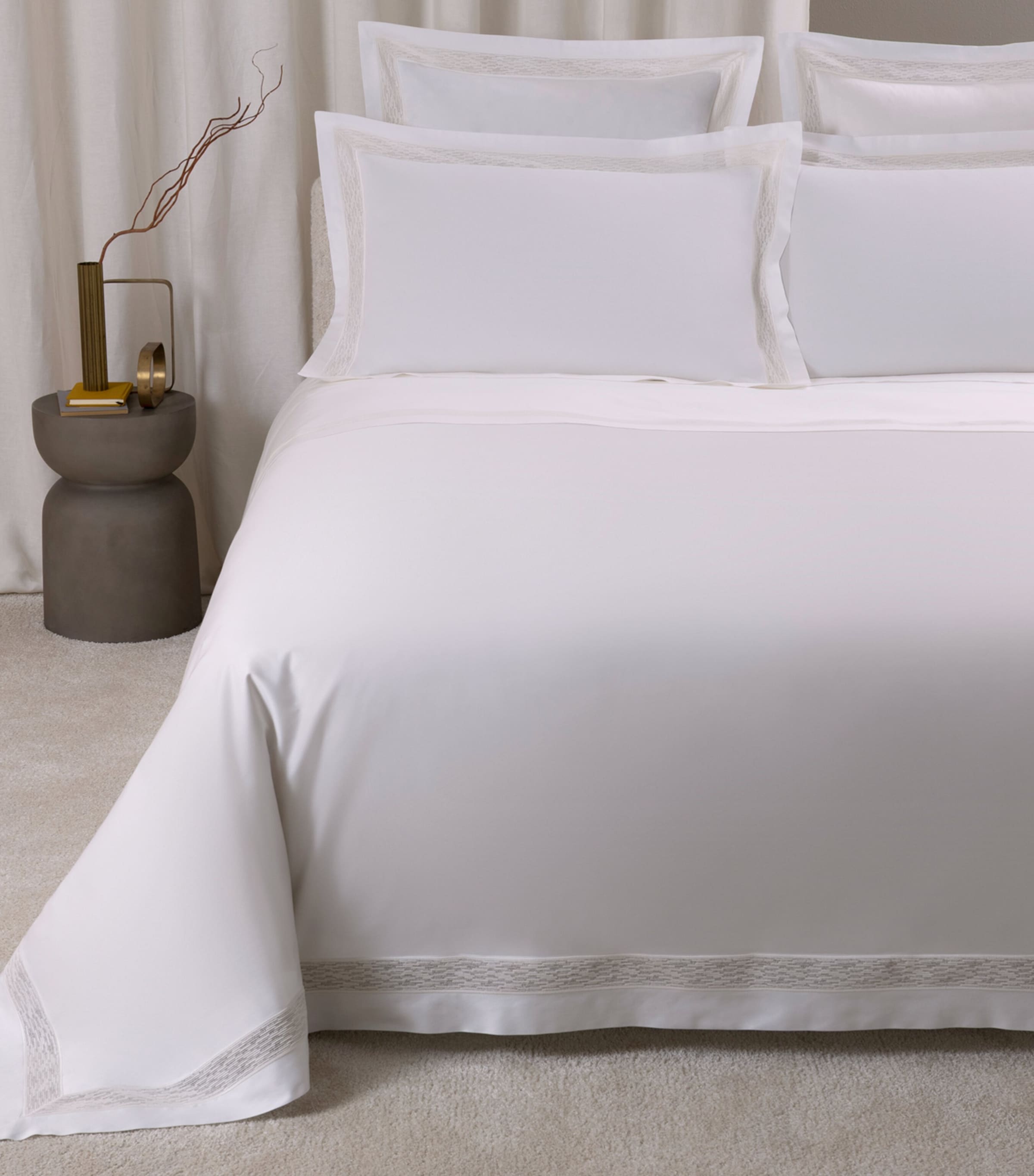 Frette Cotton Balance Lace Queen Duvet Cover (240cm x 220cm) Milk Image 1