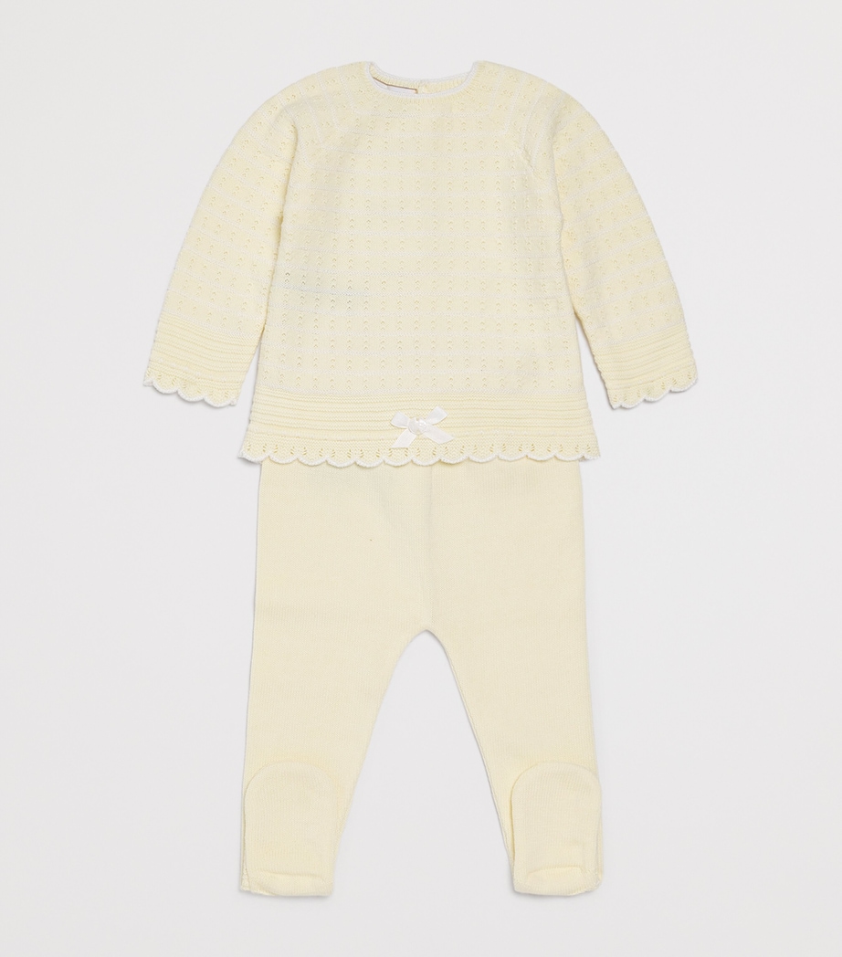 Cotton Knitted Sweater and Leggings Set 0501 H82 YELL/WHITE Image 3