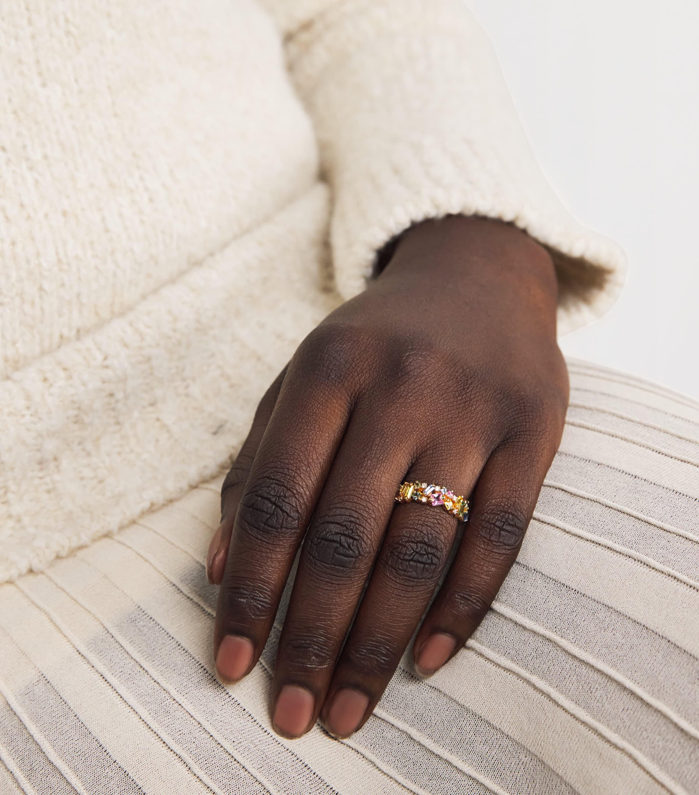 Yellow Gold, Diamond and Pastel Sapphire La Fantasie Half-Band Ring 18K YG/PS Image 2