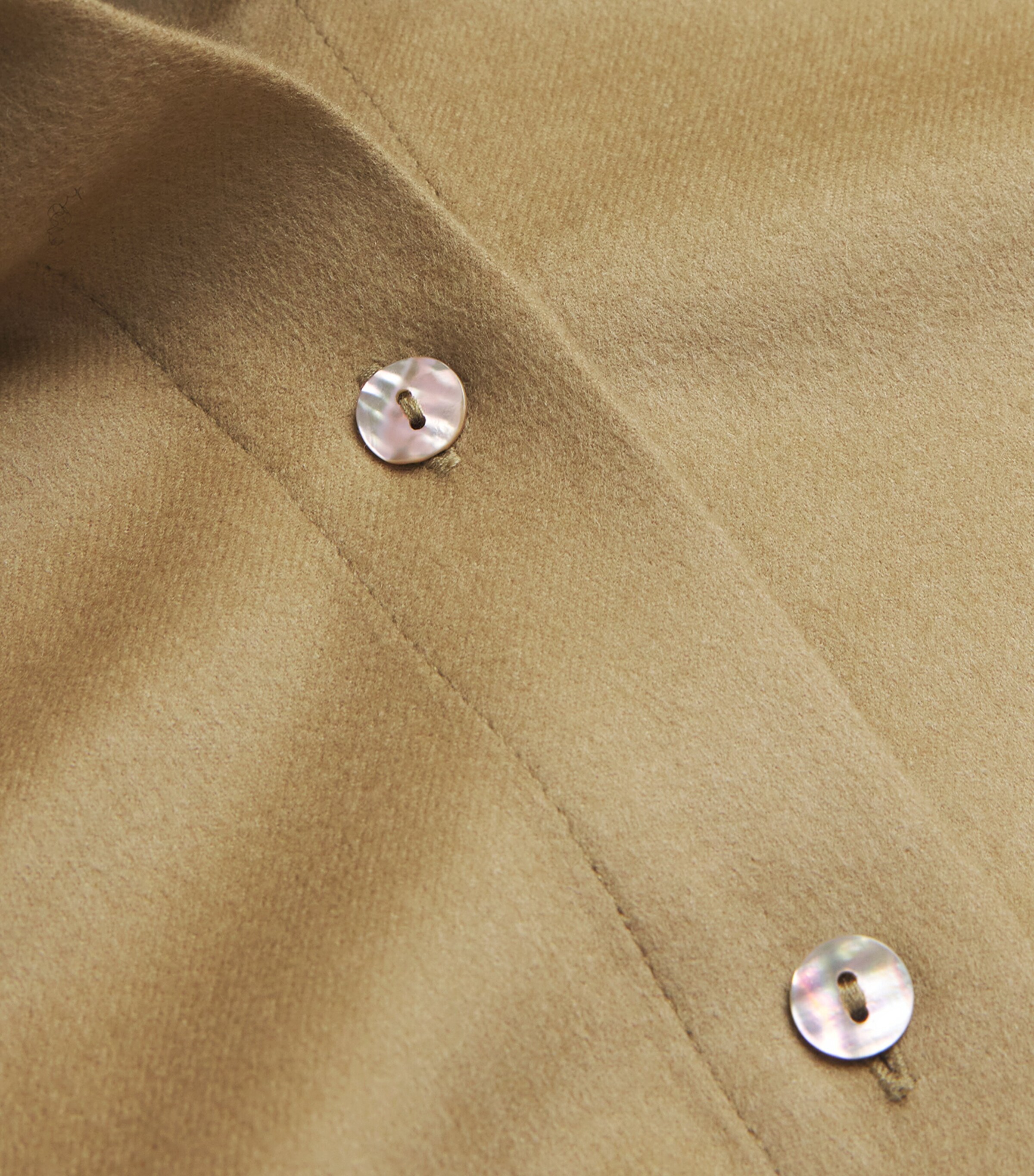 Soft Goat Womens Wool-Silk-Cashmere Woven Shirt Khaki Image 5