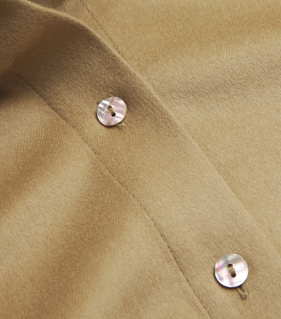 Soft Goat Womens Wool-Silk-Cashmere Woven Shirt Khaki Image 5