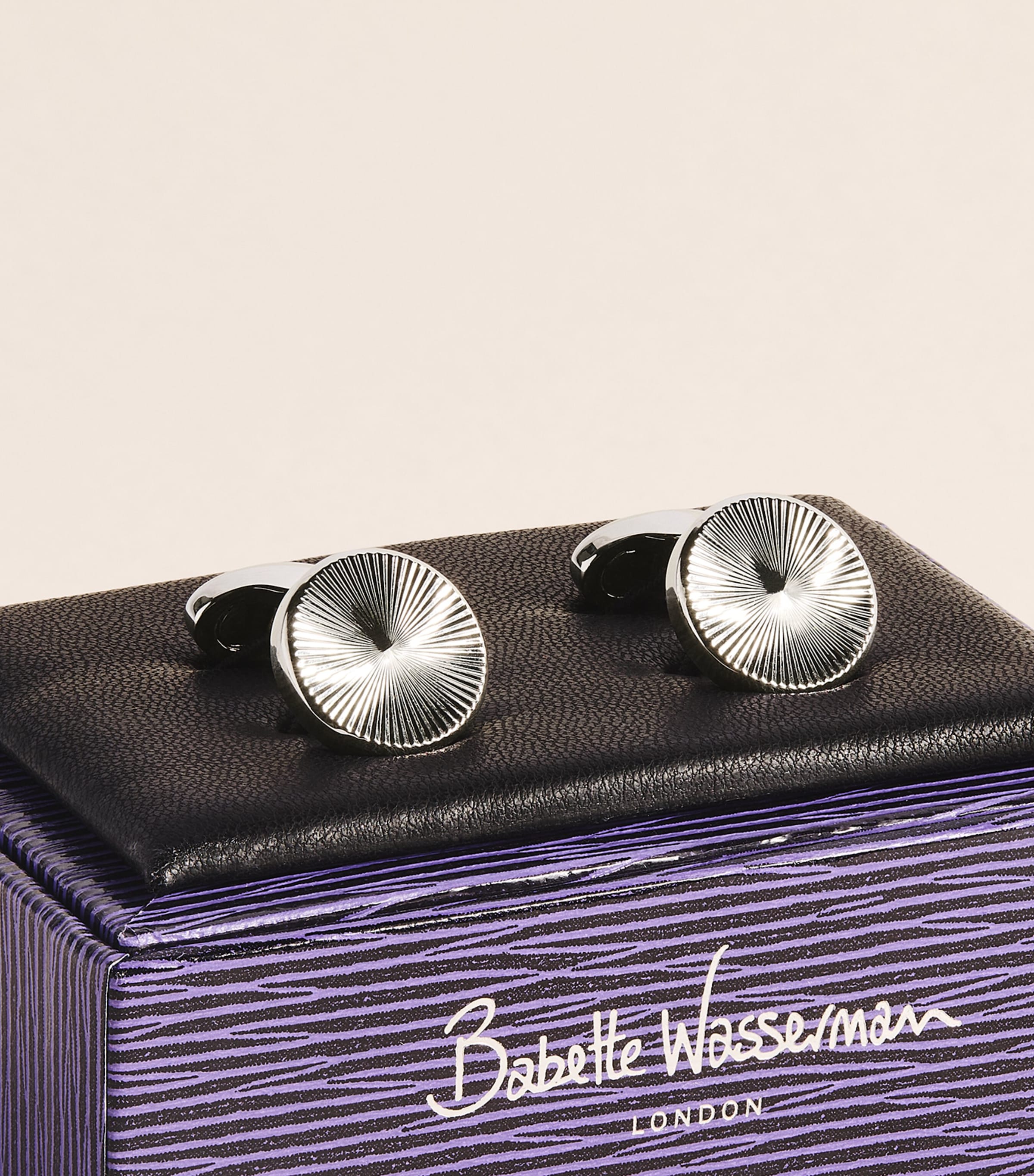 Babette Wasserman Rhodium-Plated Gatsby Wheel Cufflinks Rhodium Image 3