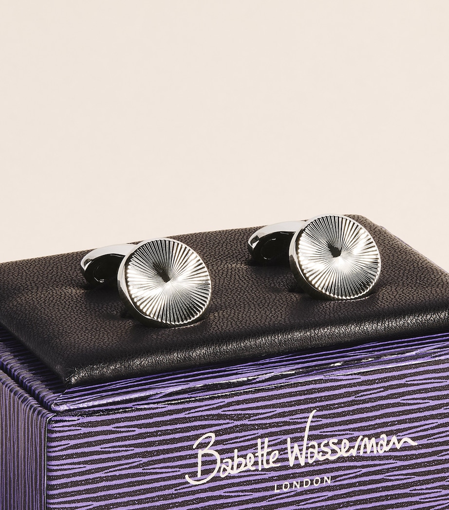 Babette Wasserman Rhodium-Plated Gatsby Wheel Cufflinks Rhodium Image 3