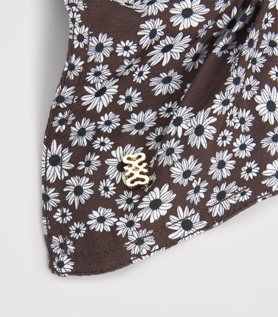 Sandro Paris Silk Floral Print Scrunchie Brown Image 3