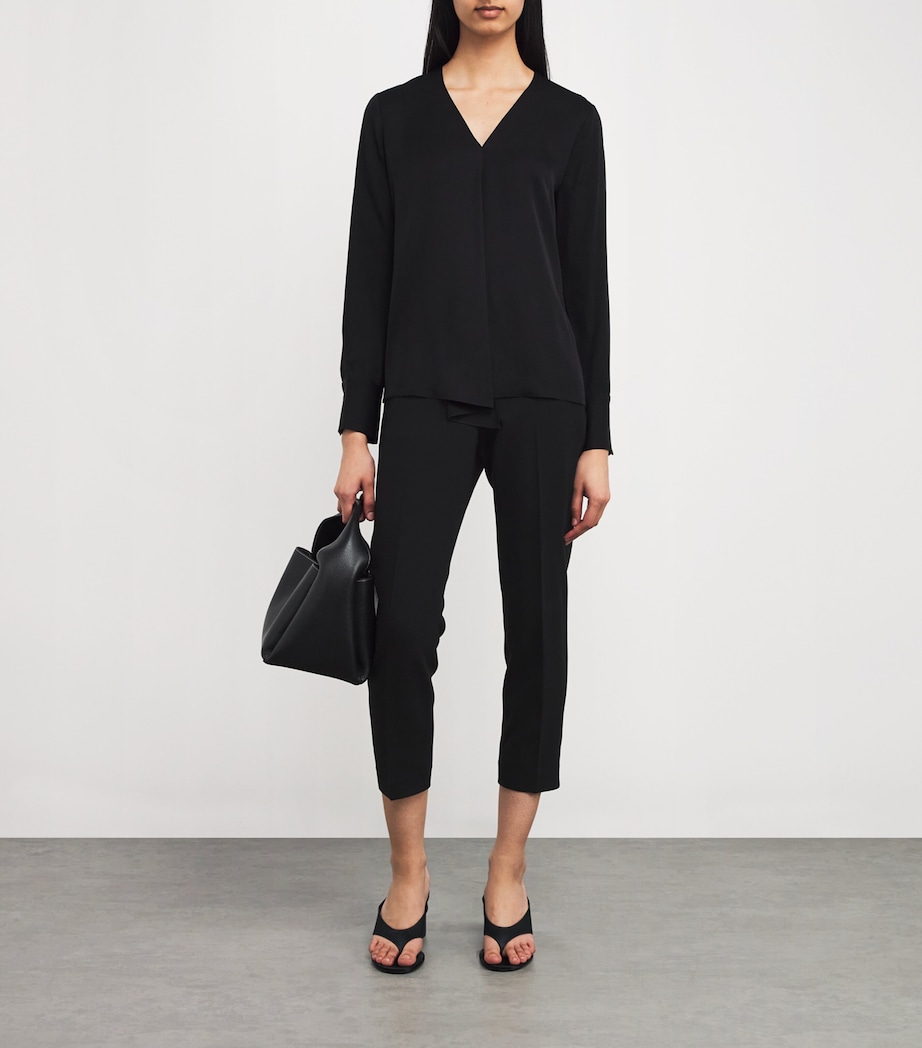Theory Womens Cropped Treeca Trousers Black Image 2