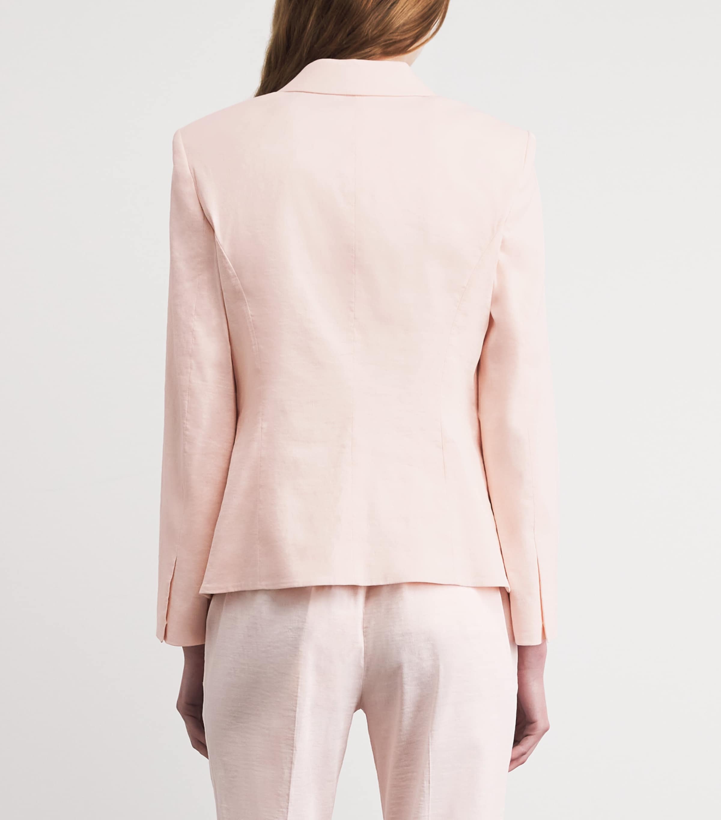 Theory Womens Linen-Blend Single-Breasted Blazer Xke Warm Pink Image 5