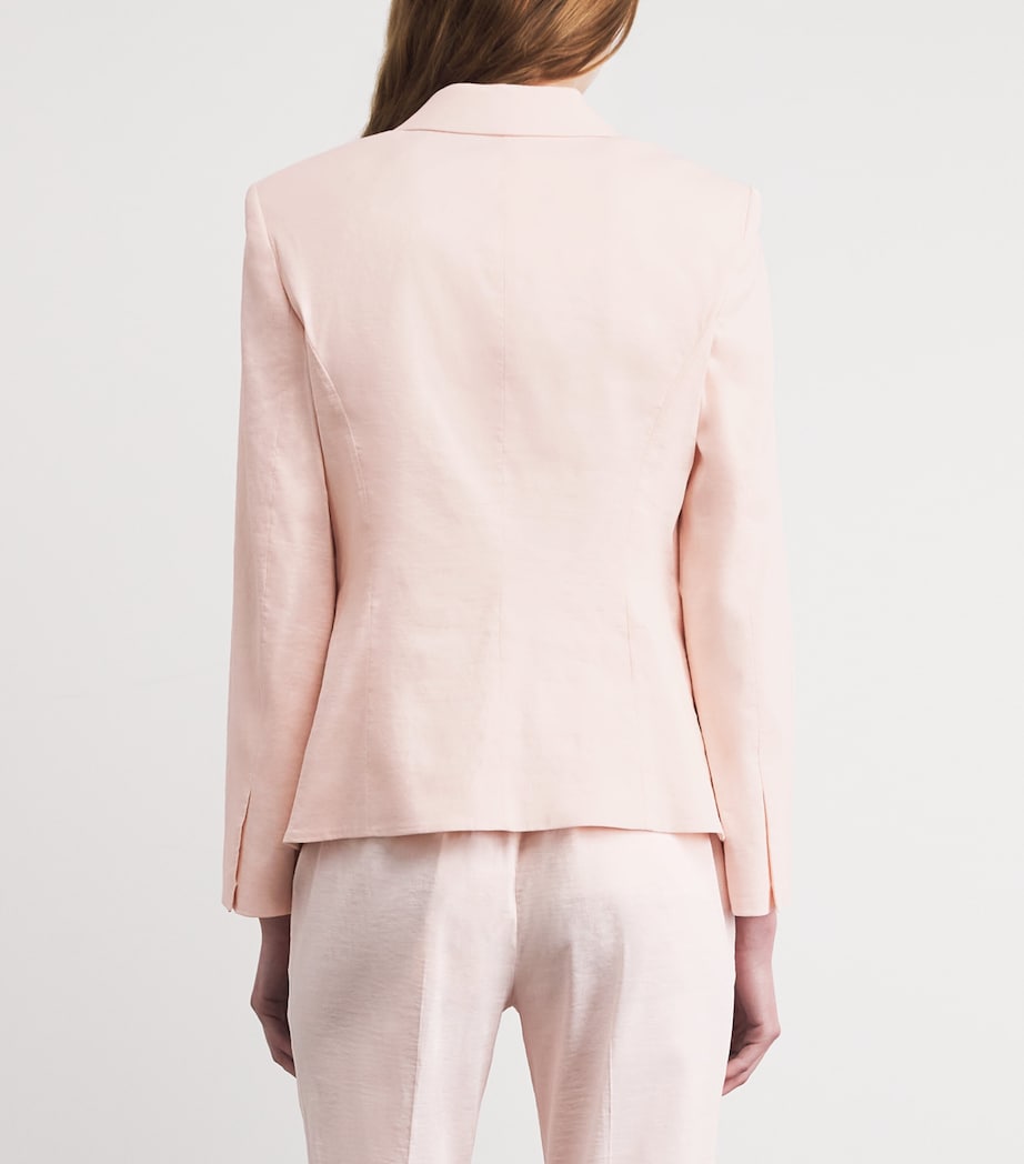 Theory Womens Linen-Blend Single-Breasted Blazer Xke Warm Pink Image 5