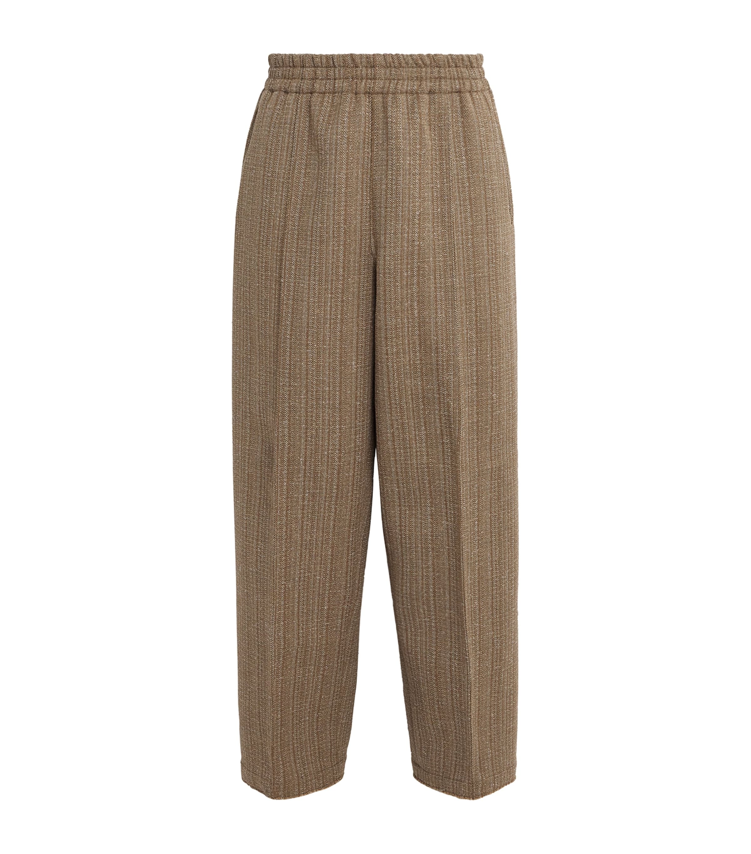 AMI Paris Mens Wool-Blend Elasticated Wide-Leg Trousers Camel/ivoire Image 1
