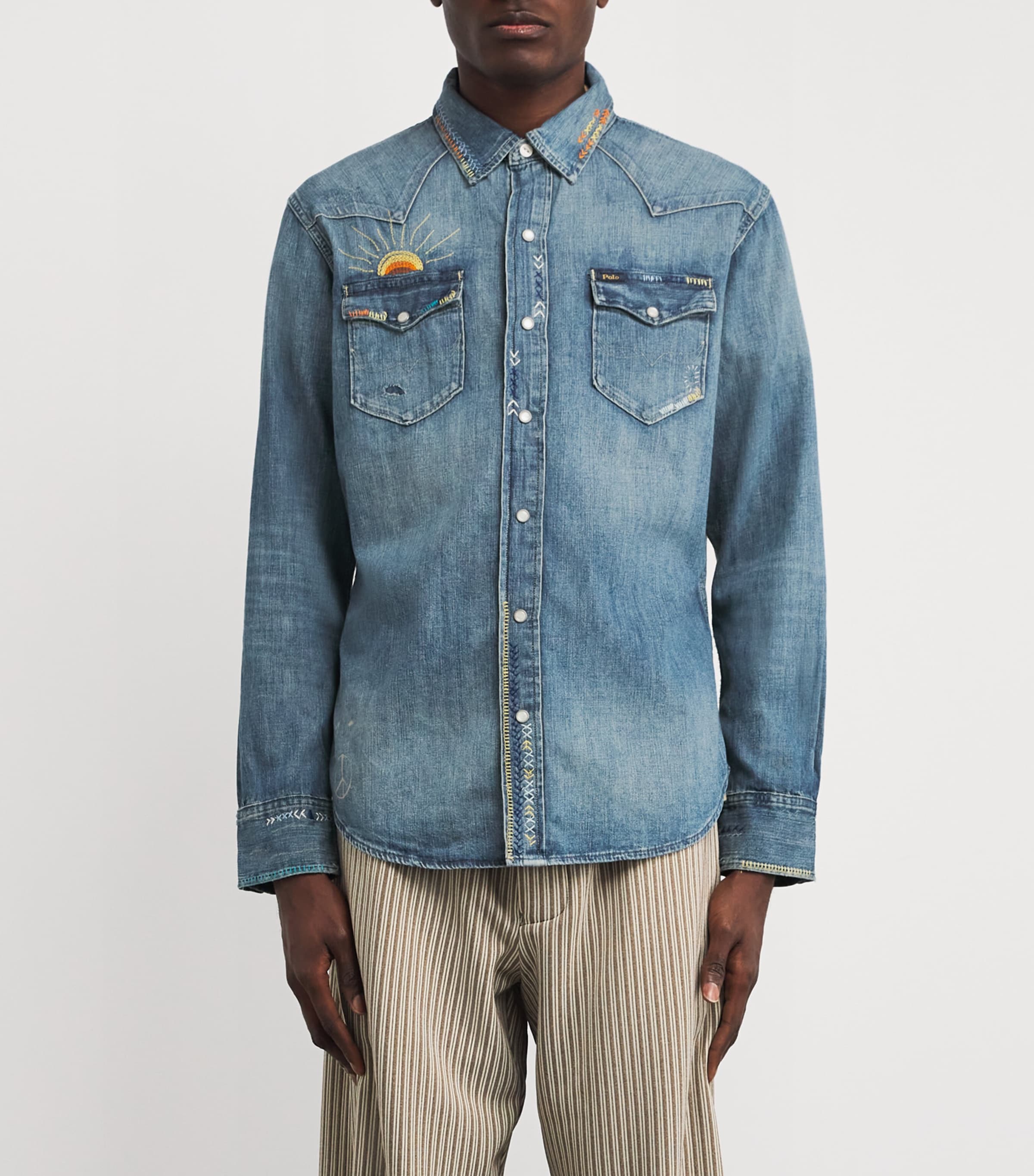 Polo Ralph Lauren Blue Embroidered Denim Overshirt | Harrods US