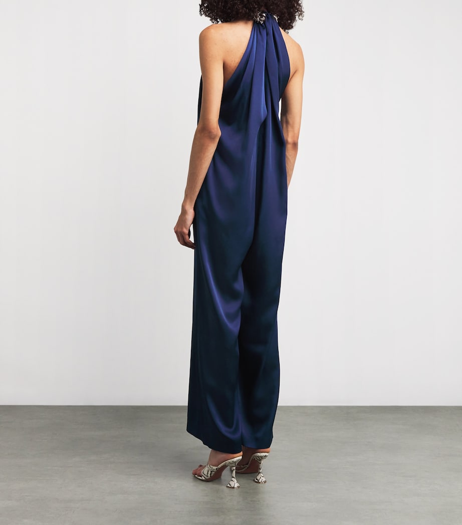 Satin Halterneck Jumpsuit 4000 NAVY Image 3