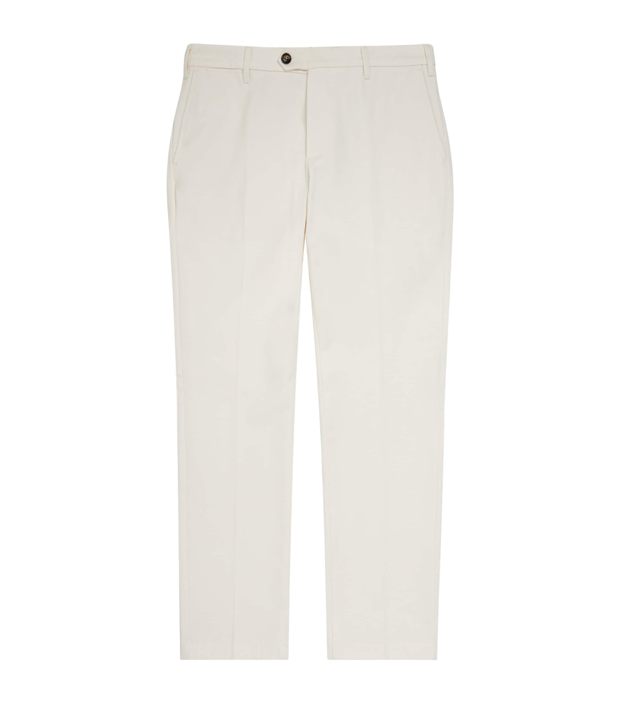 Pal Zileri Mens Stretch-Cotton Twill Chinos White Image 1