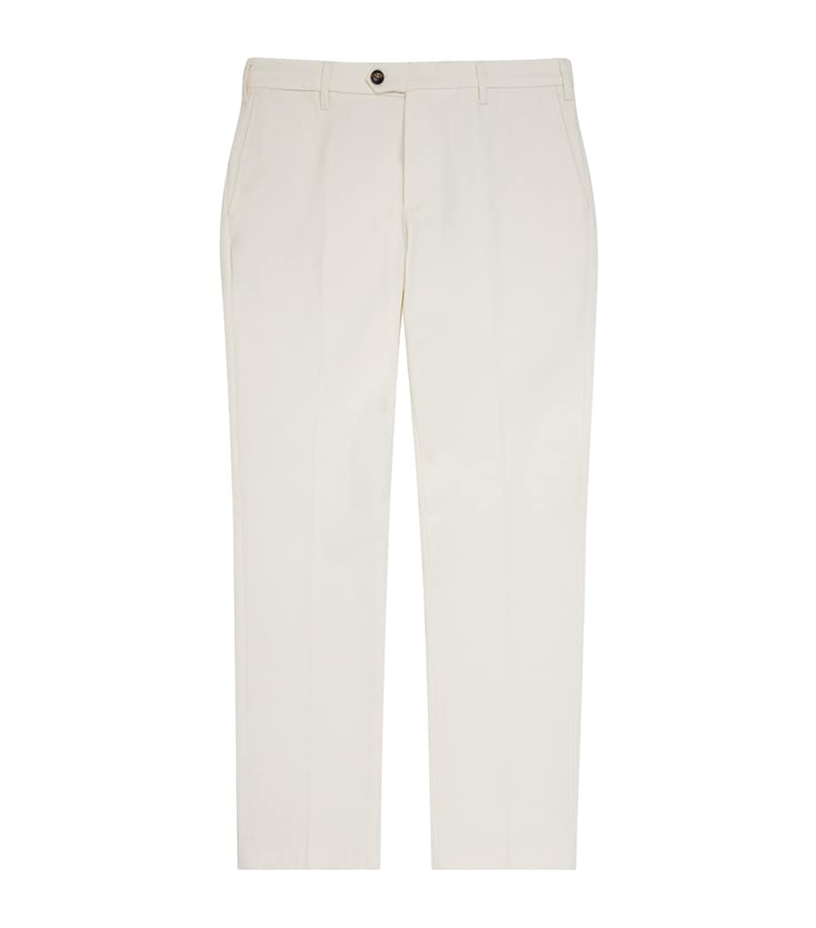 Pal Zileri Mens Stretch-Cotton Twill Chinos White Image 1