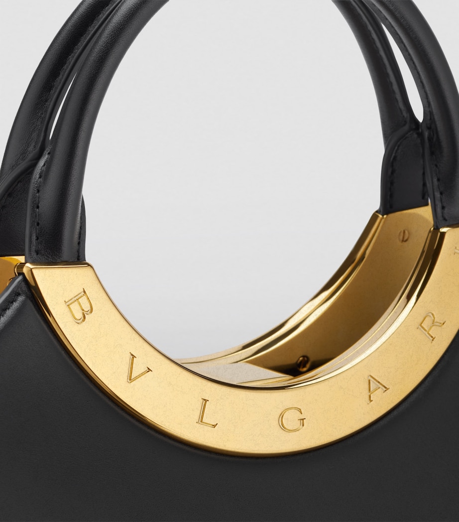 Bvlgari Medium Leather Roma Top-Handle Bag Black Image 5