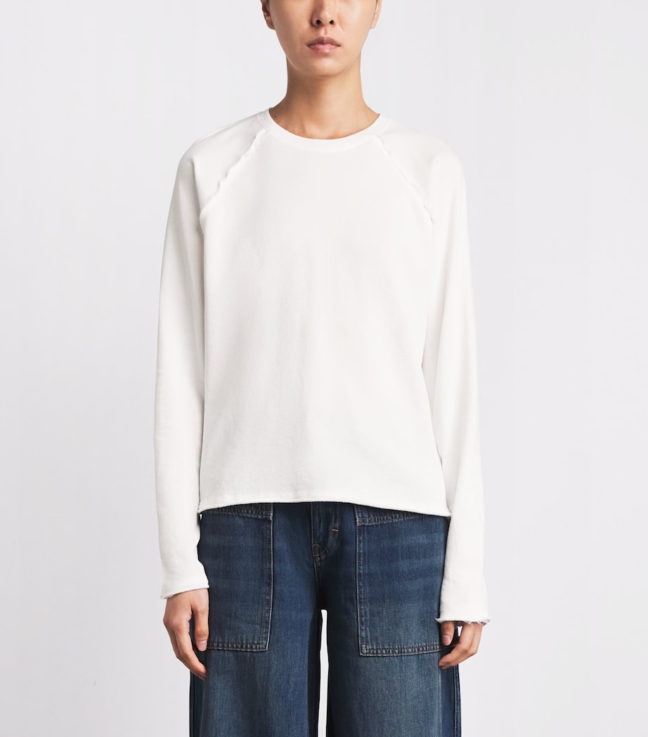 ME+EM Womens Organic Cotton Raw Edge Sweatshirt Soft White Image 4