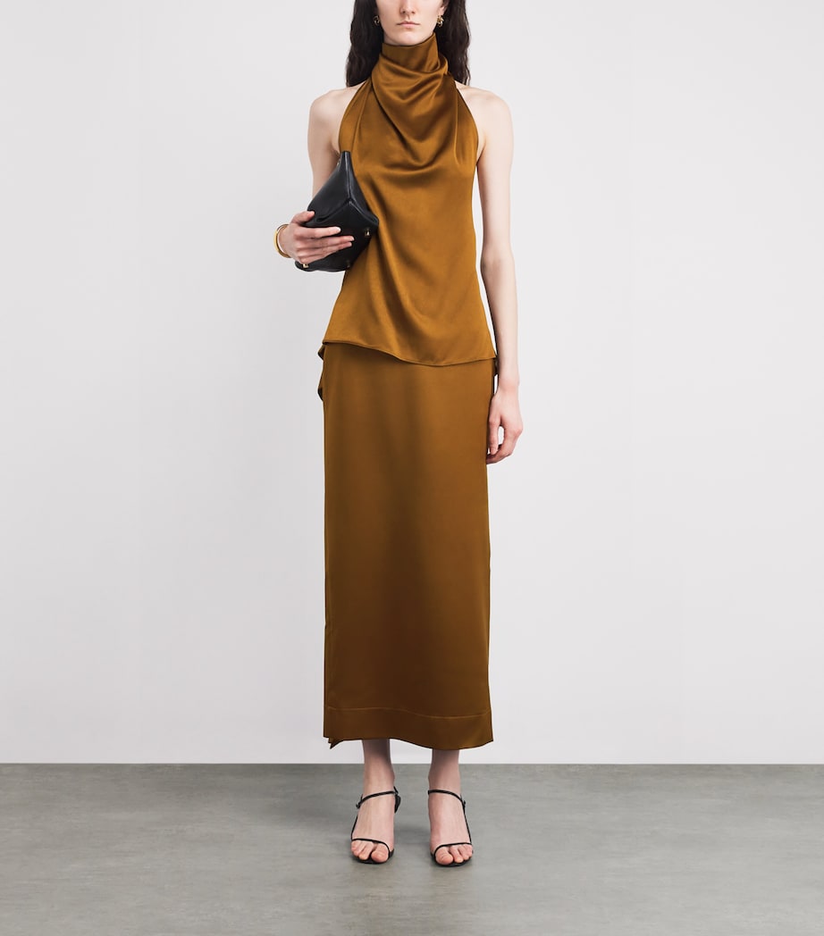 Satin Cartia Maxi Skirt OLIVE BRASS Image 2