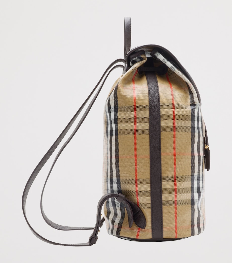 Leather-Trim Check Highlands Backpack SAND Image 4