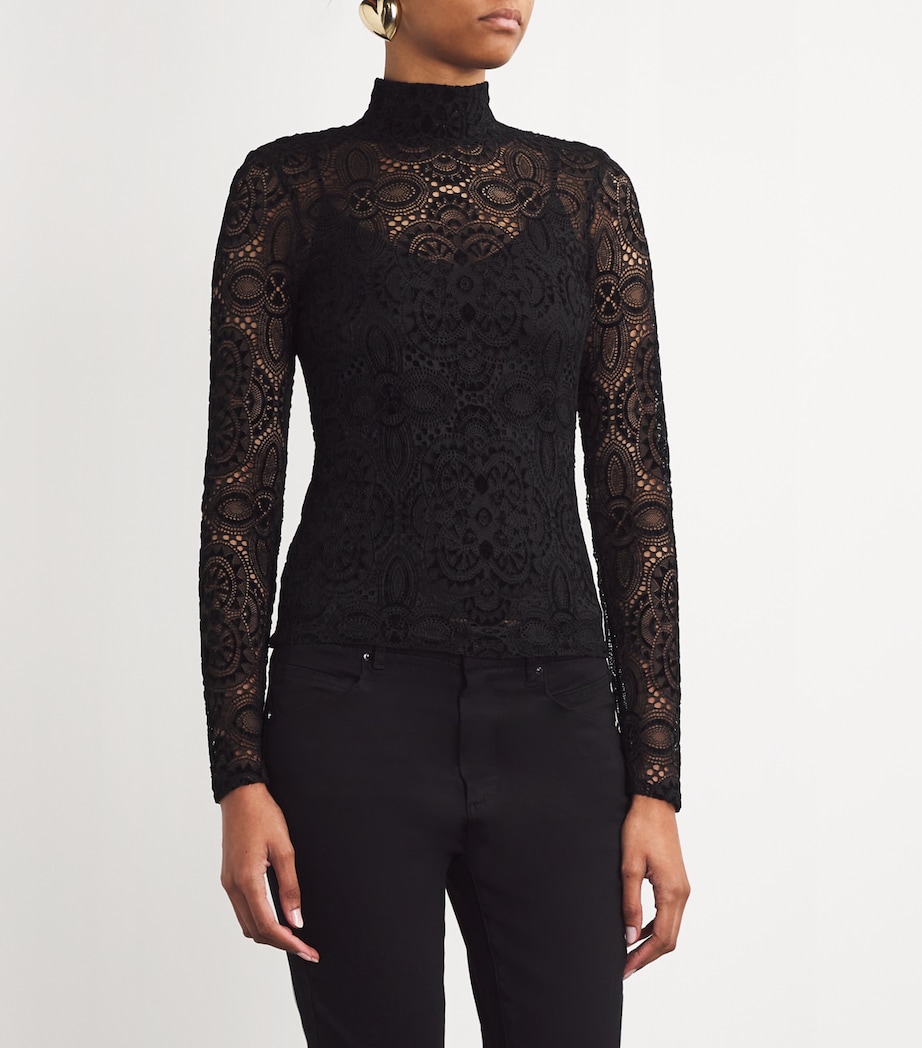Lace Ursula Rollneck Top BLACK Image 3