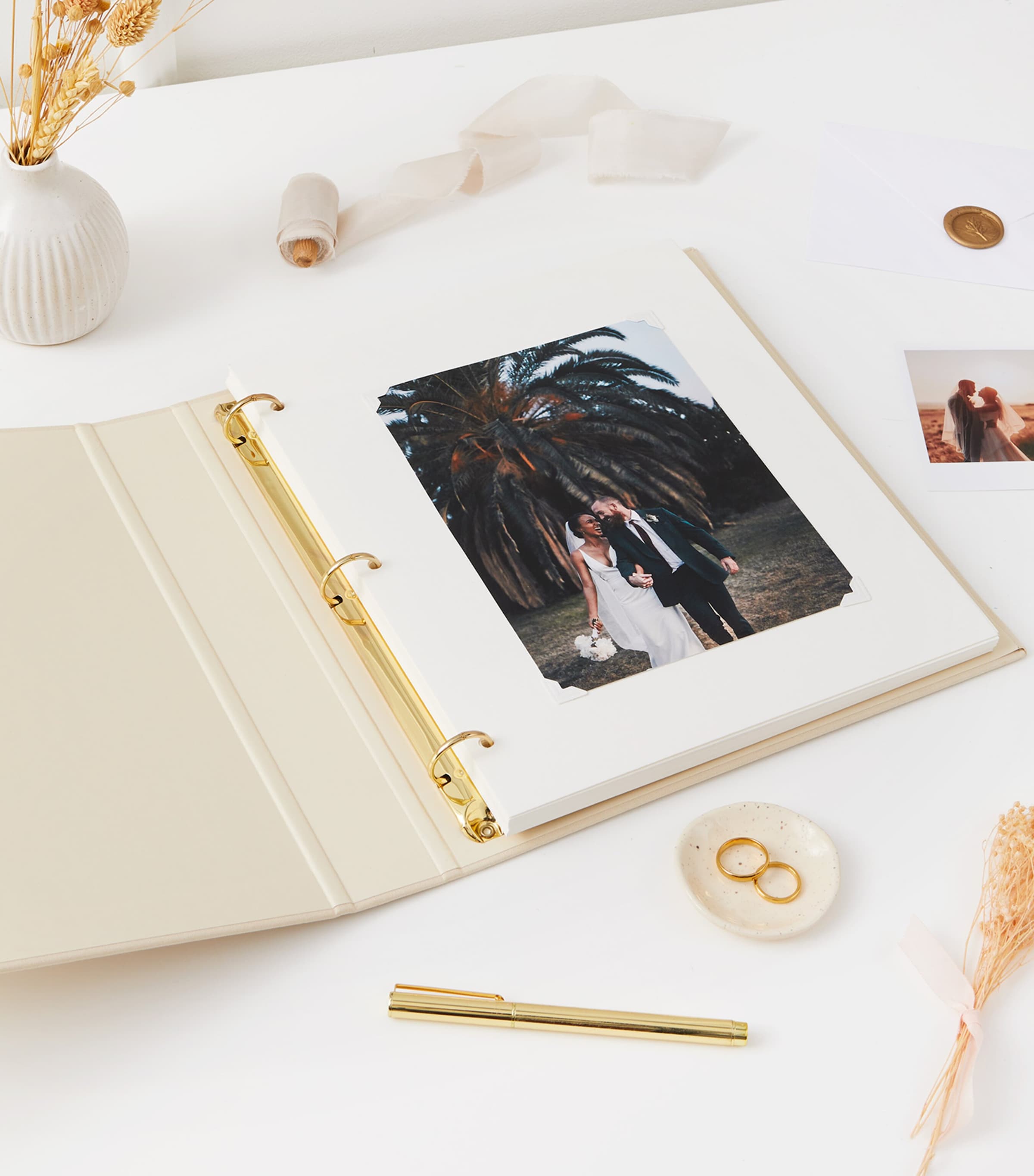 Blush and Gold Our Wedding Day Photo Album Ivory/beige, Gold Image 6