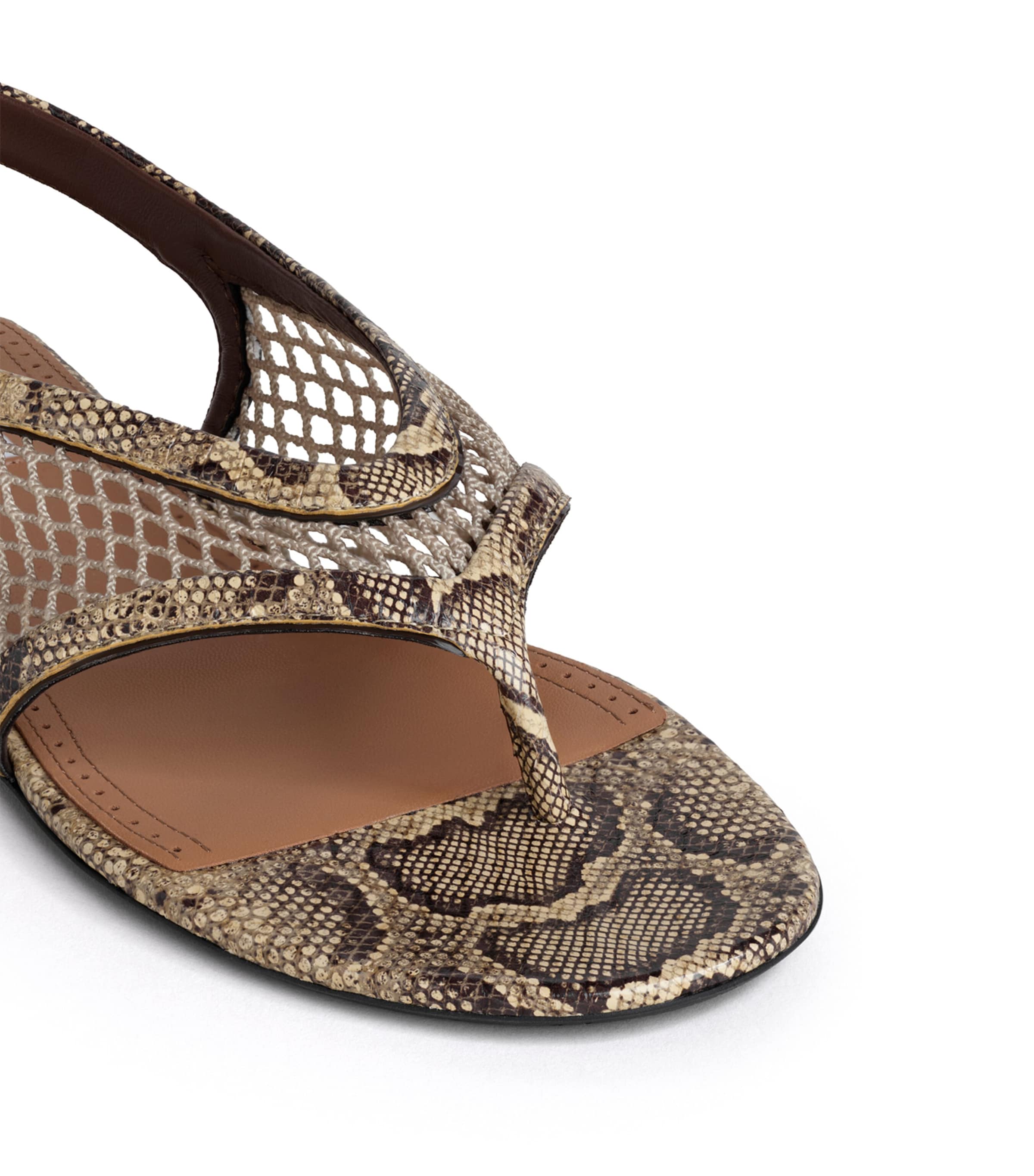 Alaïa Python-Effect Thong Sandals Honey Image 4