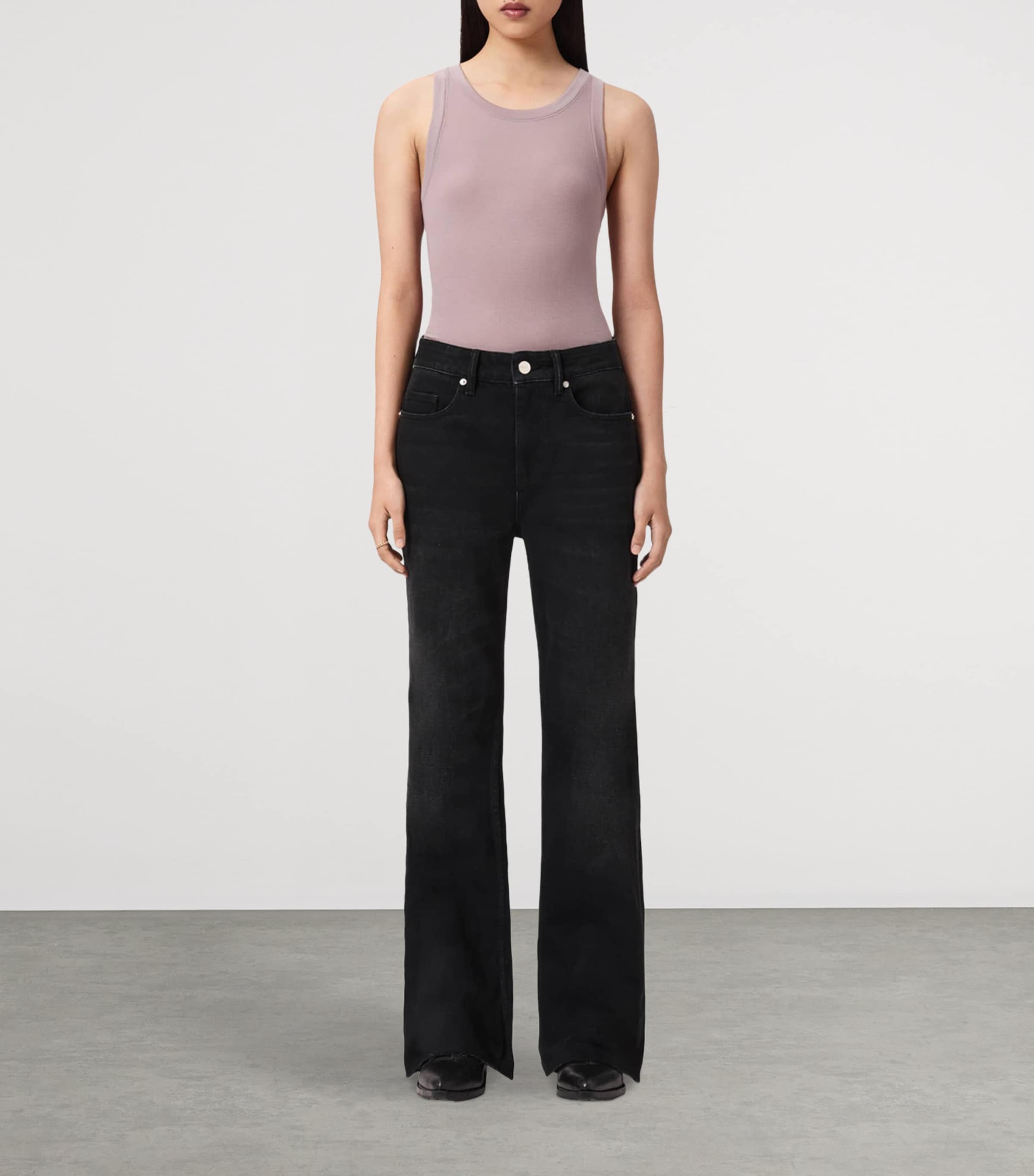 AllSaints Womens Ember Flared Jeans Washed Black Image 2