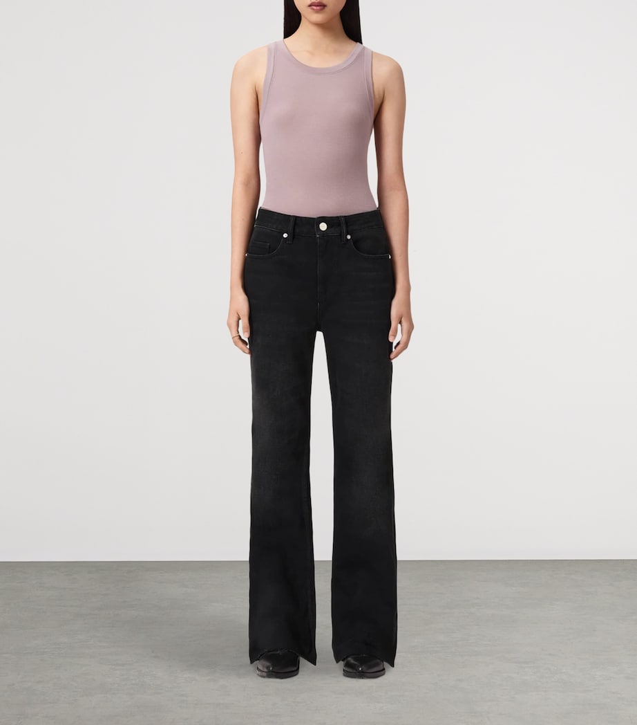 AllSaints Womens Ember Flared Jeans Washed Black Image 2
