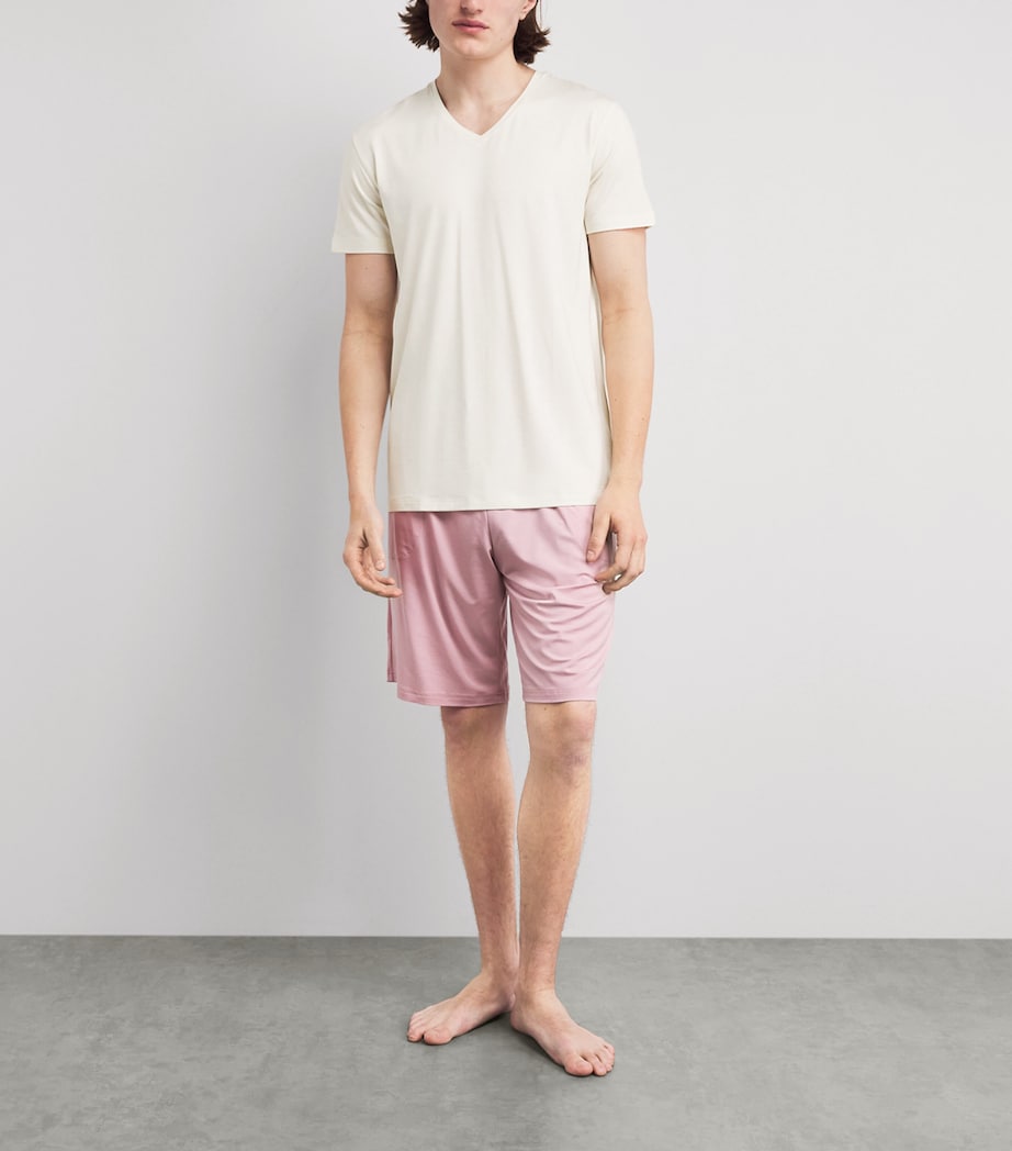 Derek Rose Mens Basel V-Neck Lounge T-Shirt Bei Image 2
