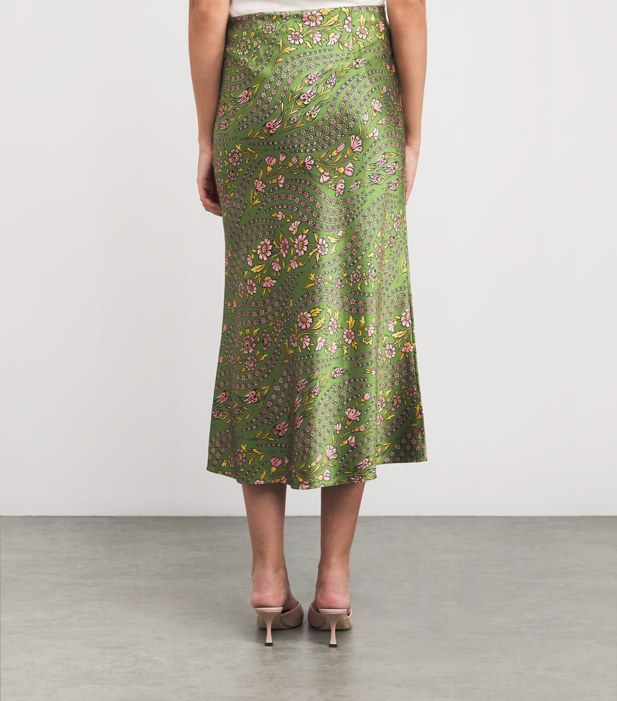 Veronica Beard Womens Silk-Blend Clover Midi Skirt Lemngrss Multi Image 4