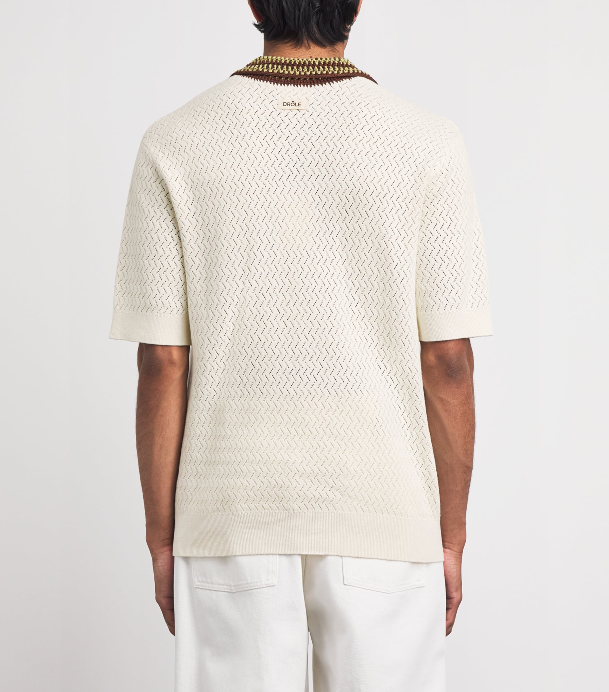 Drôle De Monsieur Mens Crochet Emblem Polo Shirt Off White Image 5