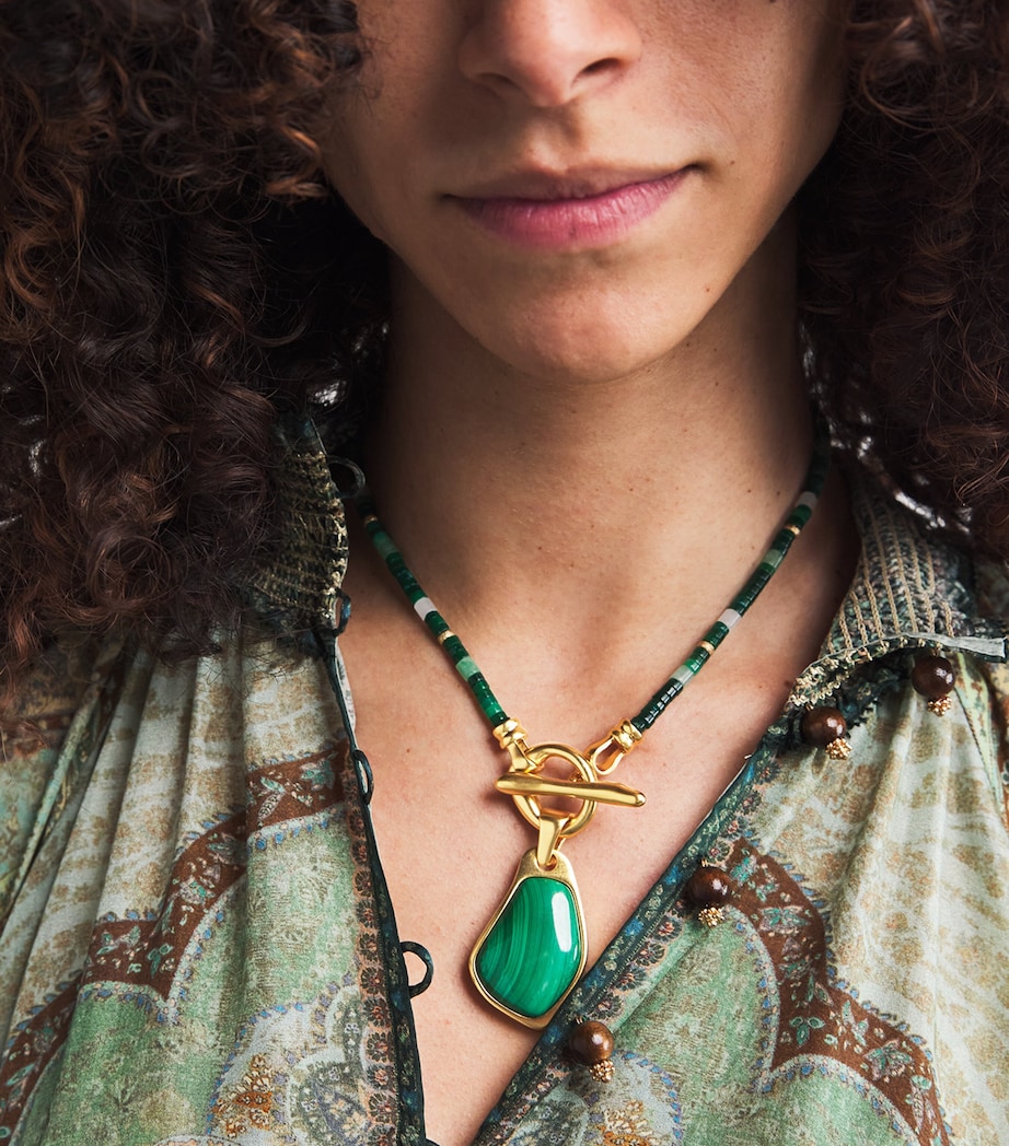 Malachite Beaded Ore Necklace ANTQE GLD/MLCHTEAGMA Image 2