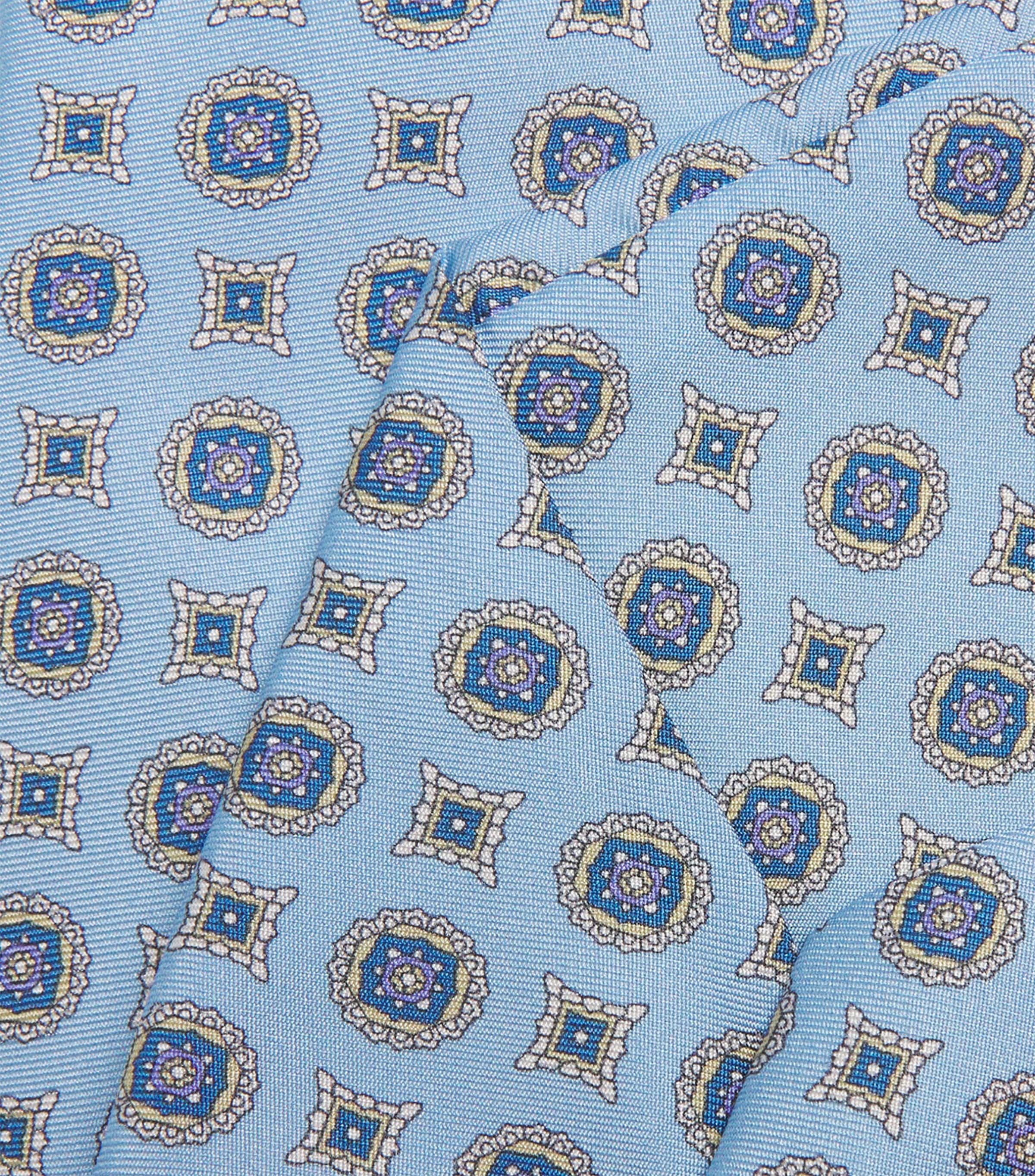 Eton Silk Medallion Tie Light Blue Image 3