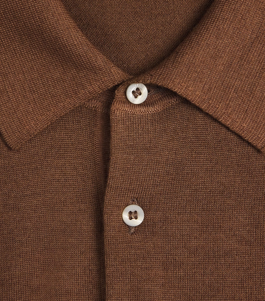 Corneliani Mens Cashmere-Silk Polo Shirt Burned Land Image 6