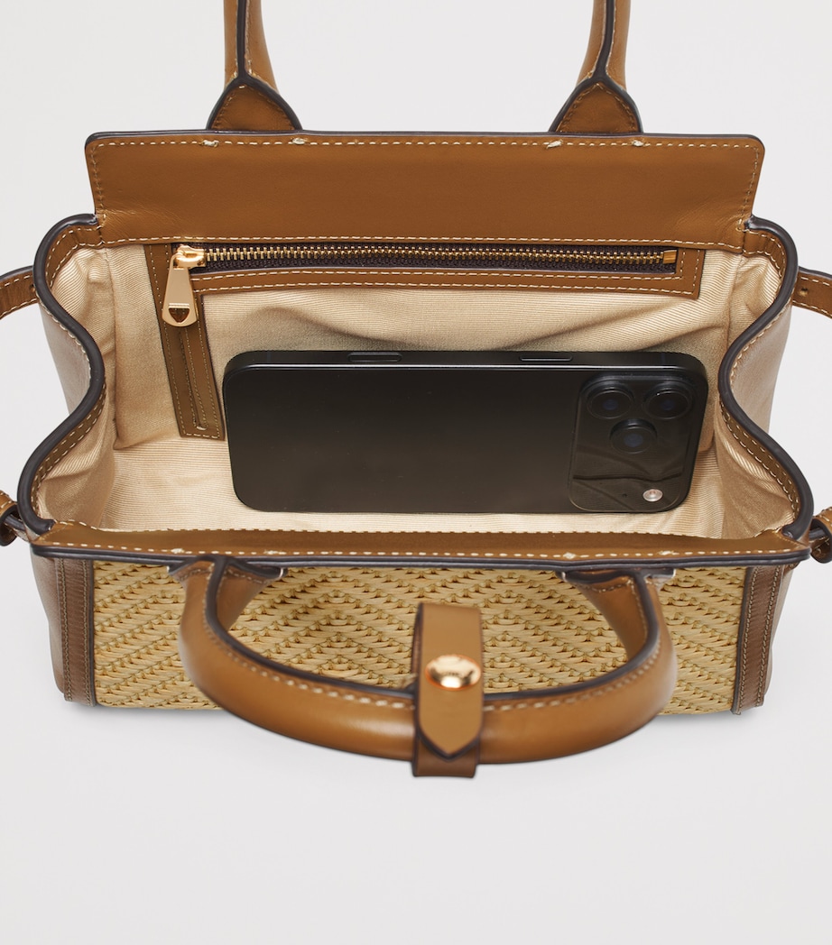 Aspinal Of London Mini Raffia-Leather Savannah Top-Handle Bag Neutral Image 5