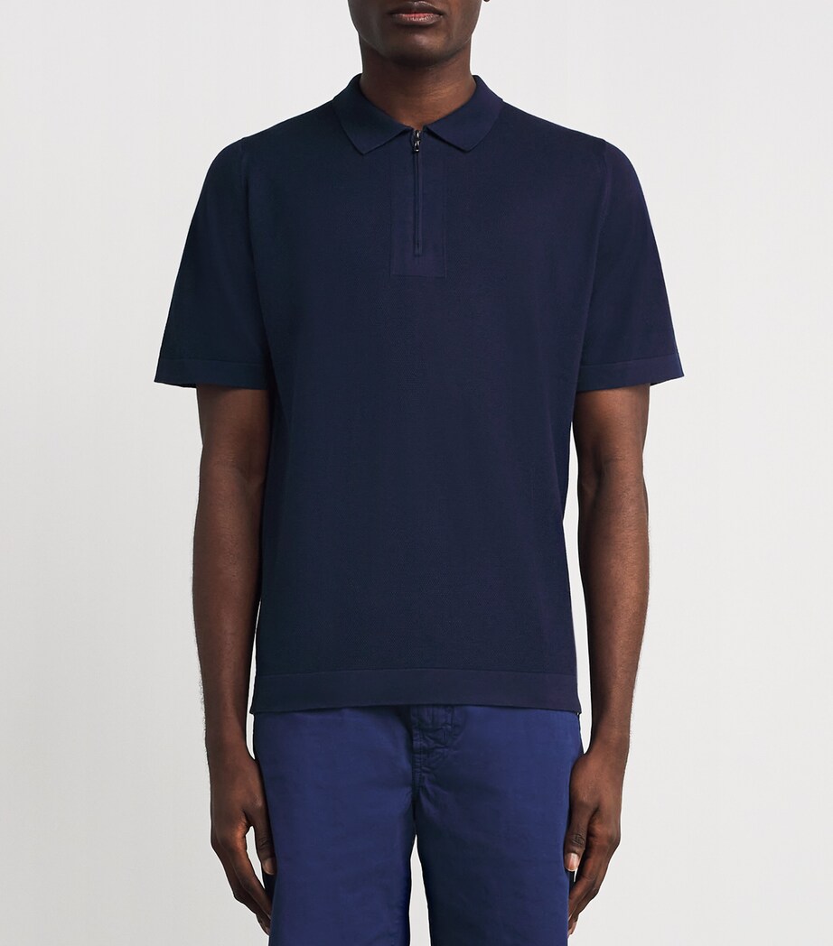 Sea Island Cotton Piqué Roth Polo Shirt FRENCH NAVY Image 3