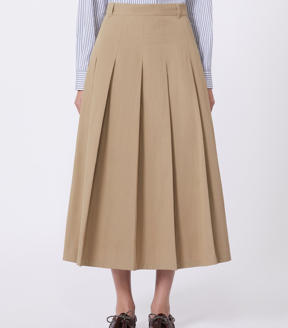 Weekend Max Mara Womens Gabardine Pleated Maxi Skirt Hazelnut Brown Image 2