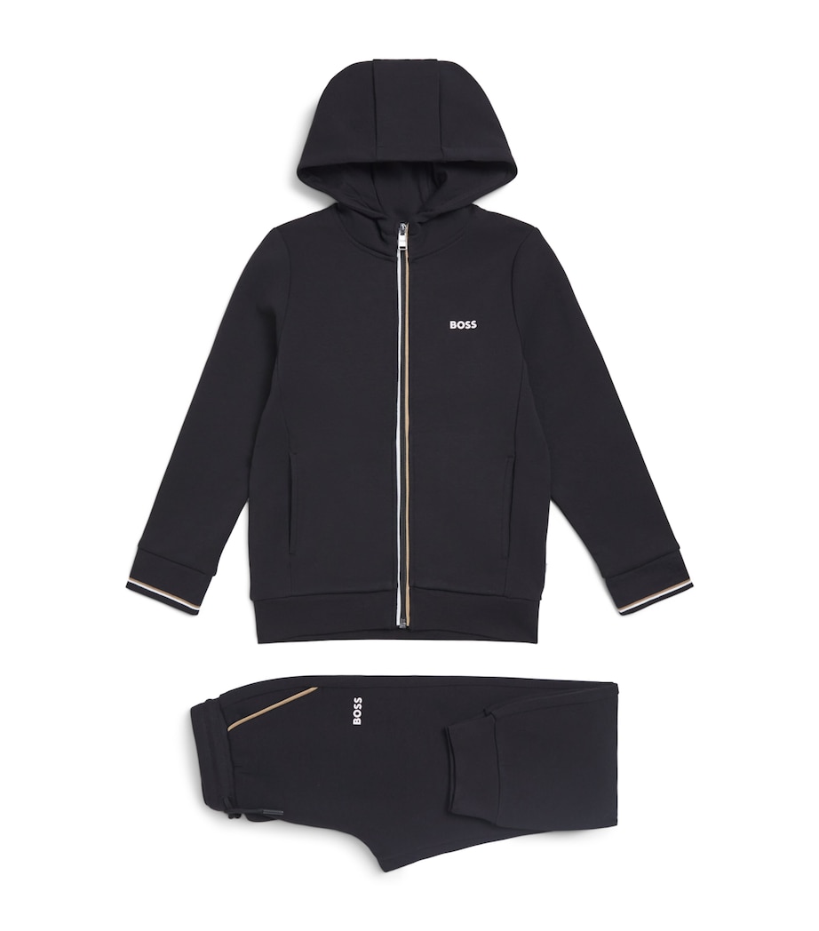 BOSS Kidswear Cotton-Blend Hoodie and Sweatpants Set (4-16 Years) Black Image 1
