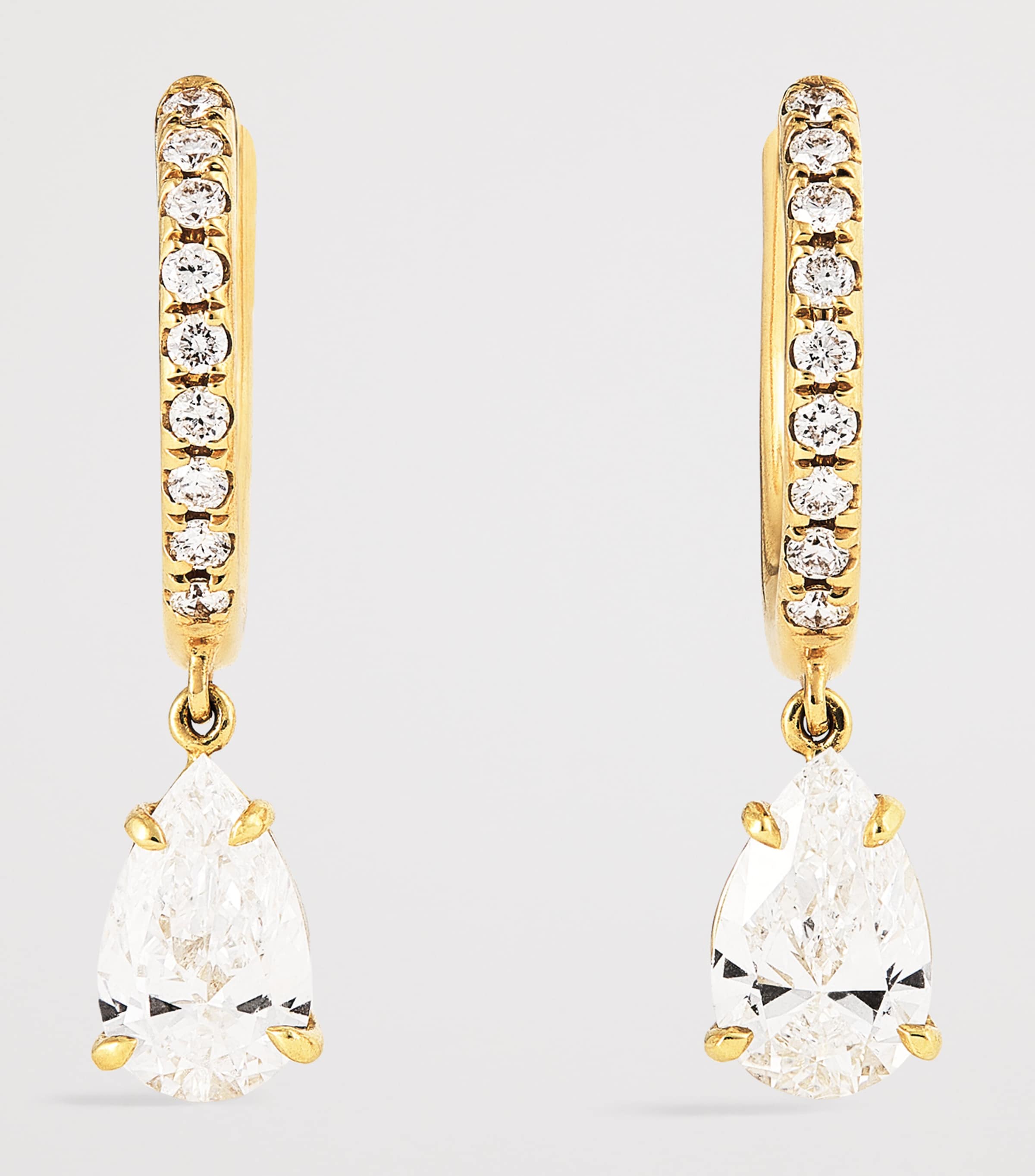 Small Yellow Gold and Diamond Huggie Earrings  YELLOW GOLD Image 3
