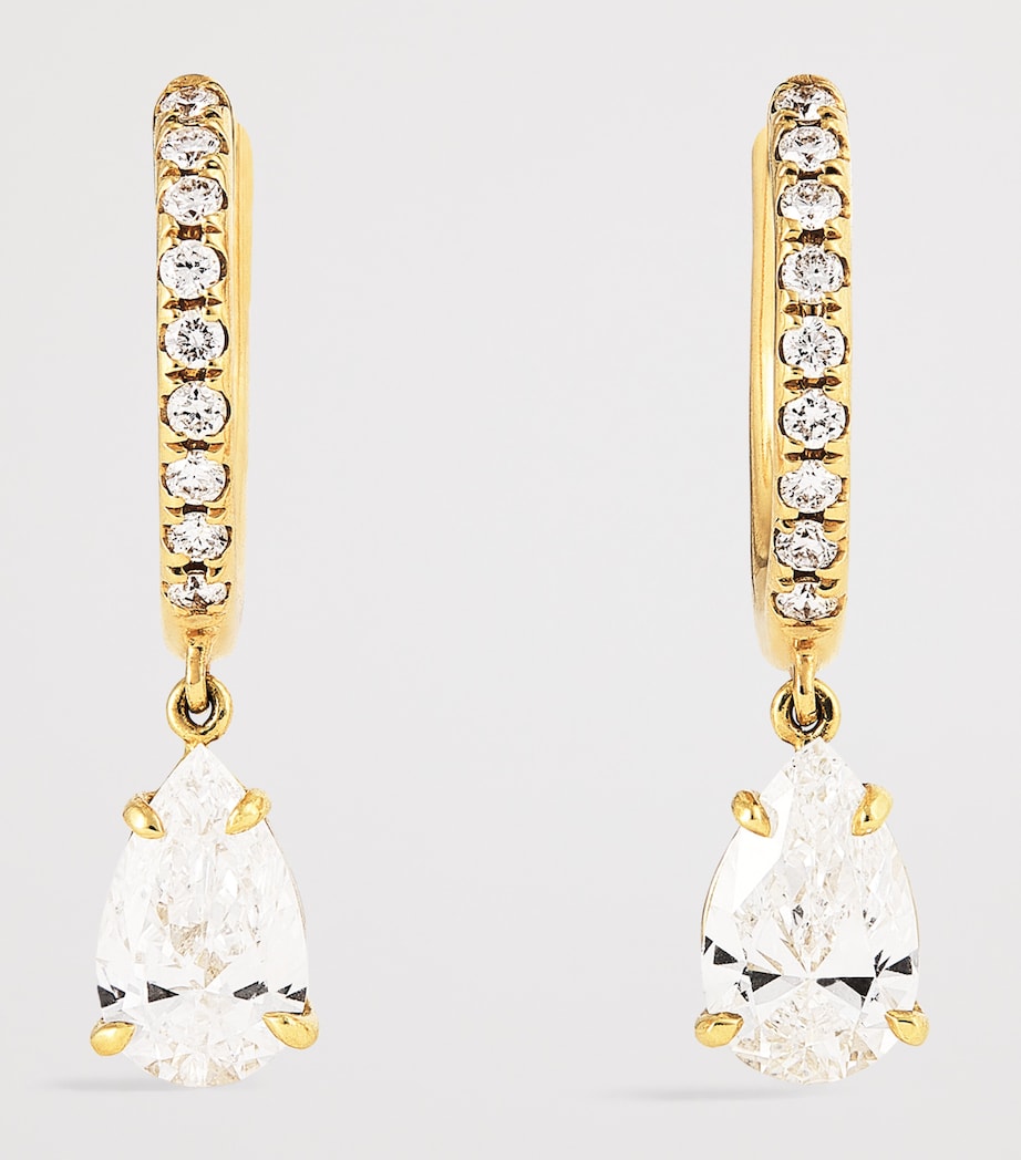 Small Yellow Gold and Diamond Huggie Earrings YELLOW GOLD Image 3