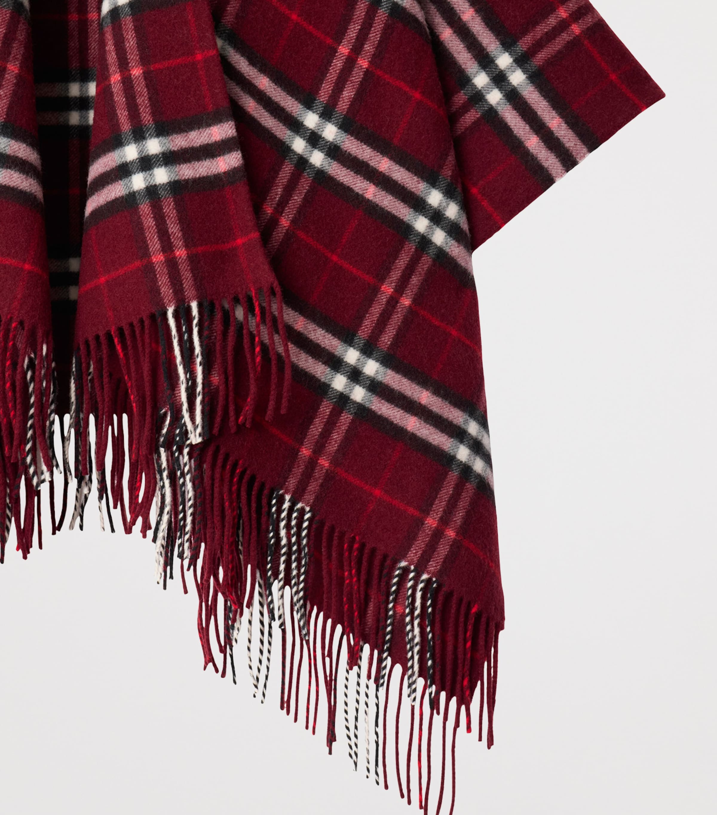 Wool-Cashmere Check Cape OXBLOOD Image 4