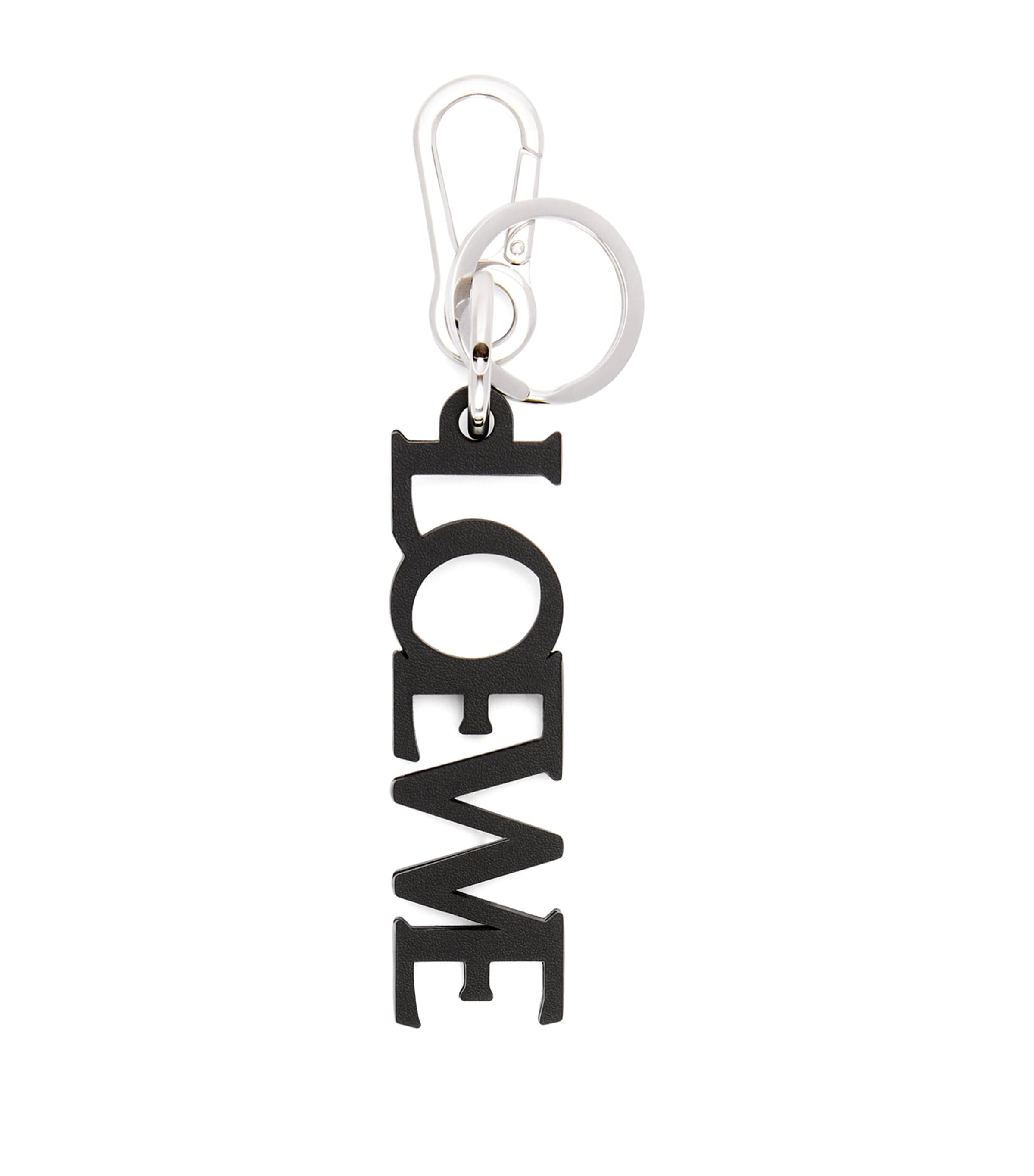 Loewe Leather Logo Keychain In Black