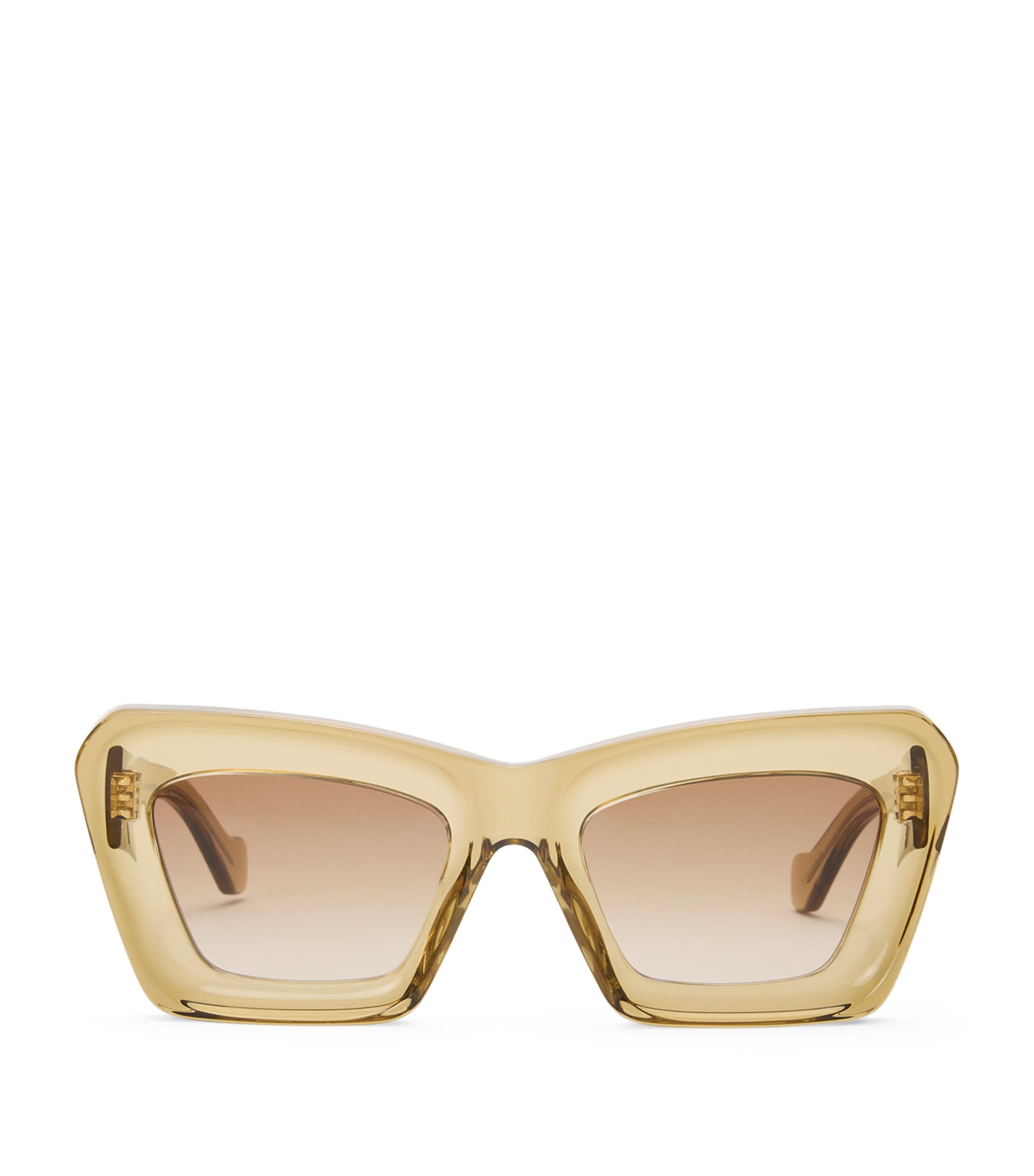 Loewe Womens Transparent Olive Beveled Cat-eye Acetate Sunglasses
