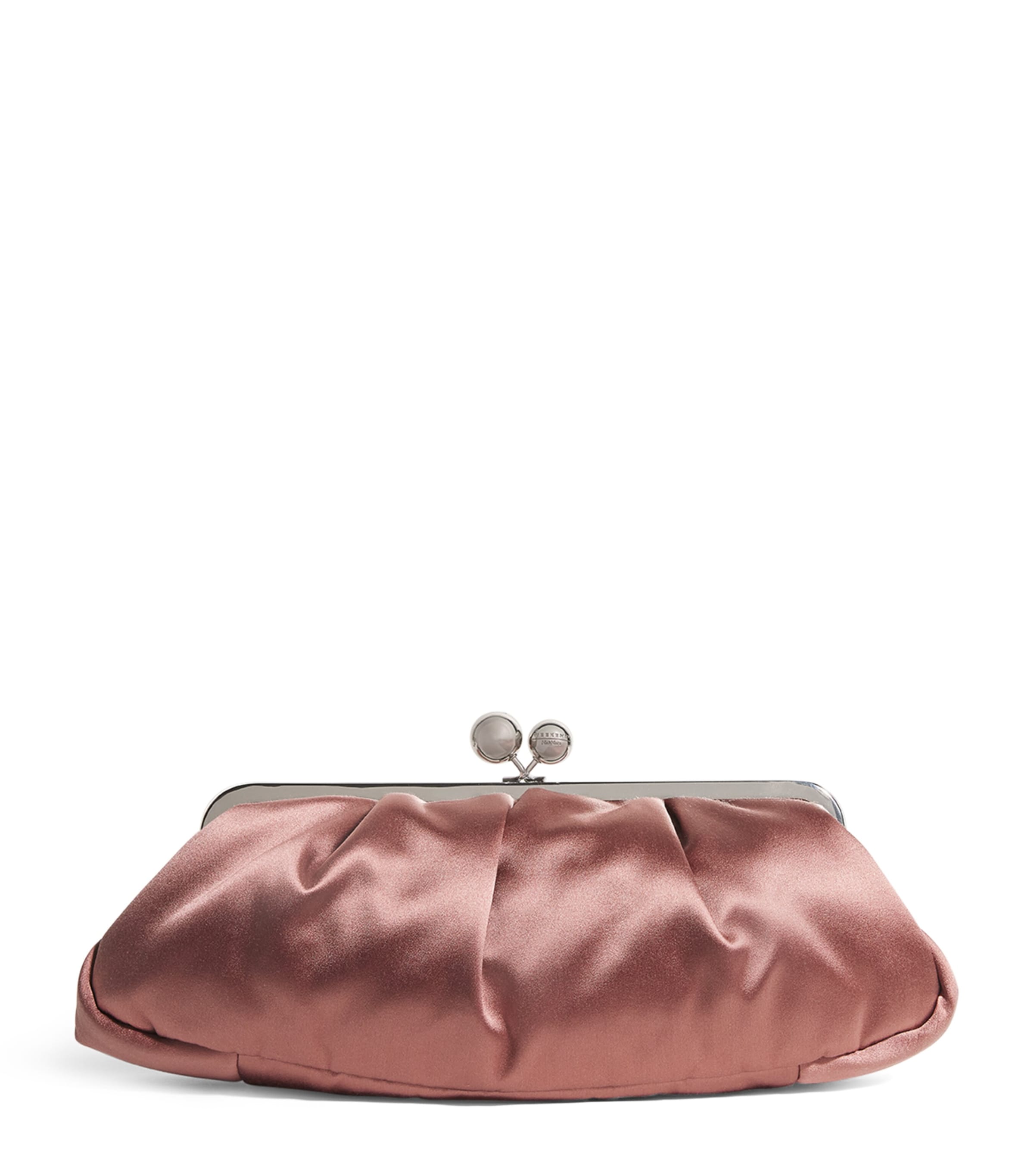 Shop Weekend Max Mara Large Silk-satin Pasticcino Clutch Bag In Pink