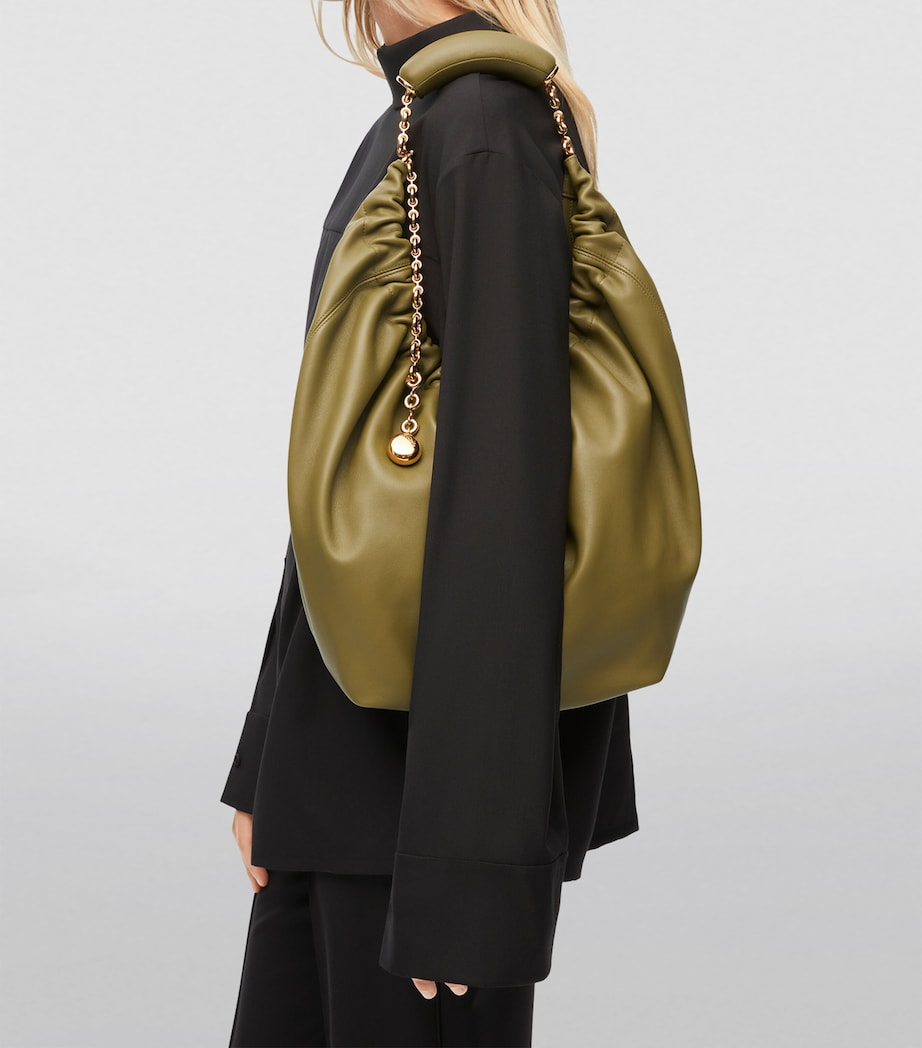 Medium Leather Squeeze Top-Handle Bag OLIVE Image 10