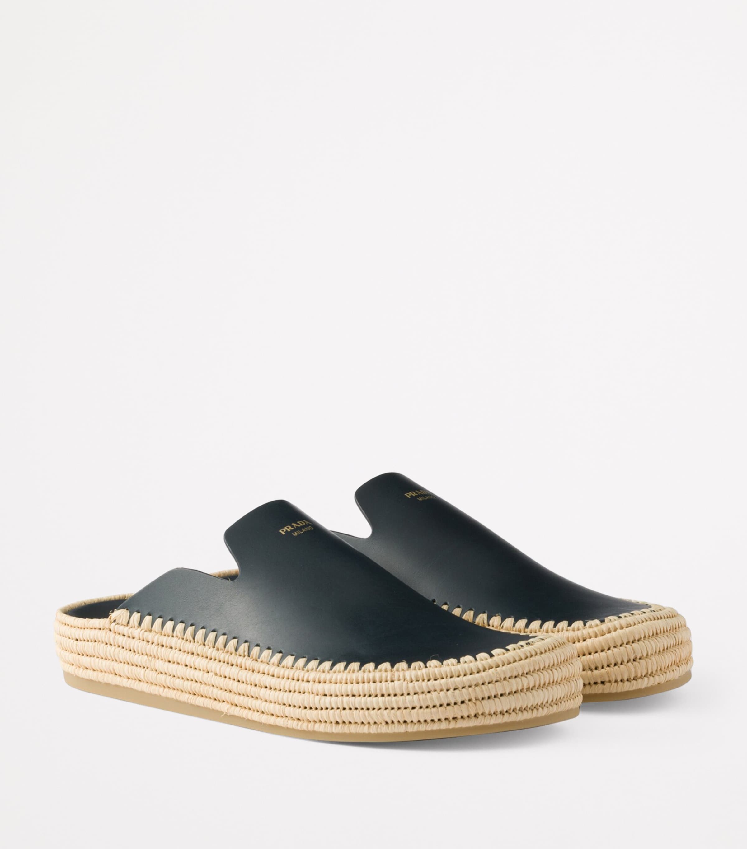 Prada Blue Leather Mules | Harrods UK